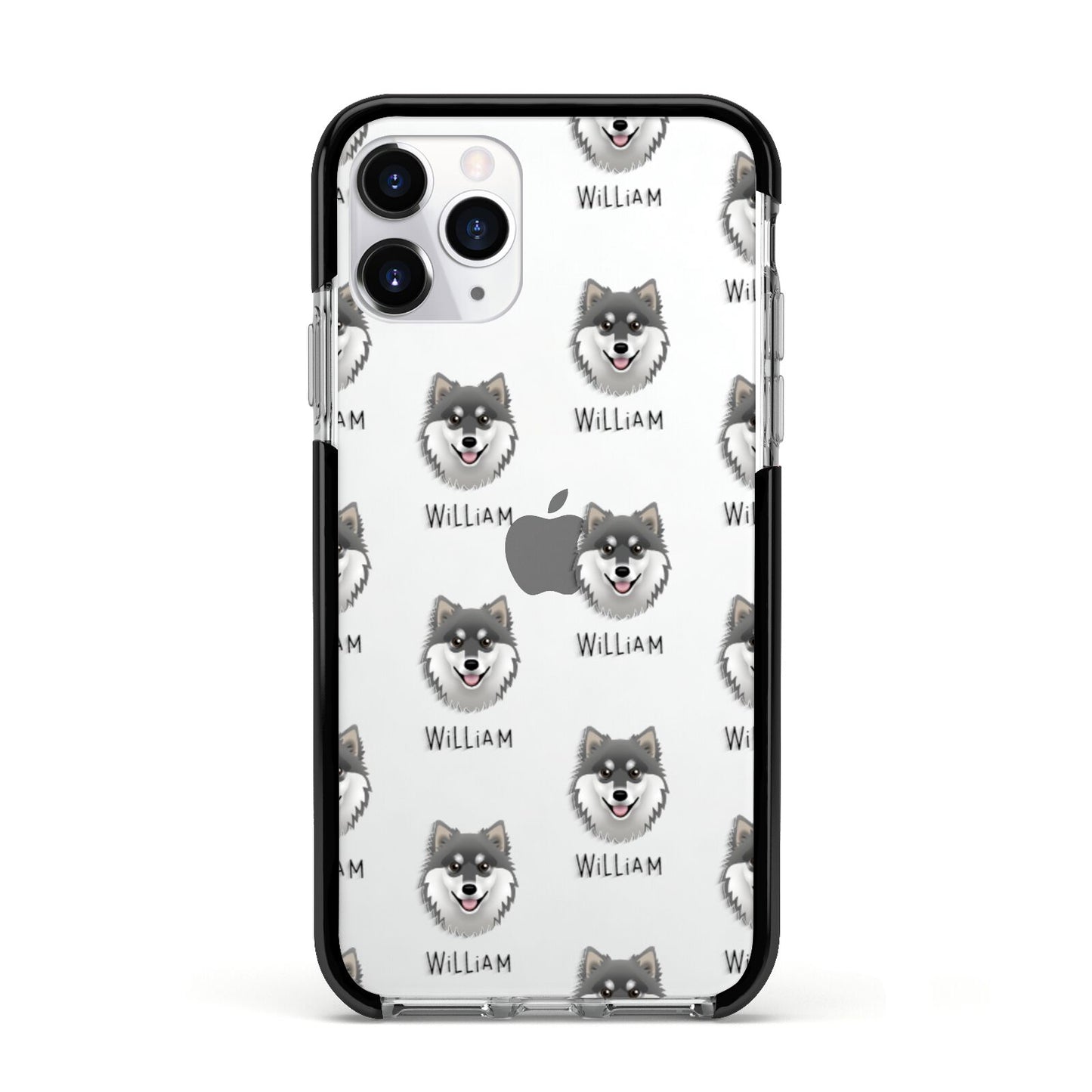 Finnish Lapphund Icon with Name Apple iPhone 11 Pro in Silver with Black Impact Case