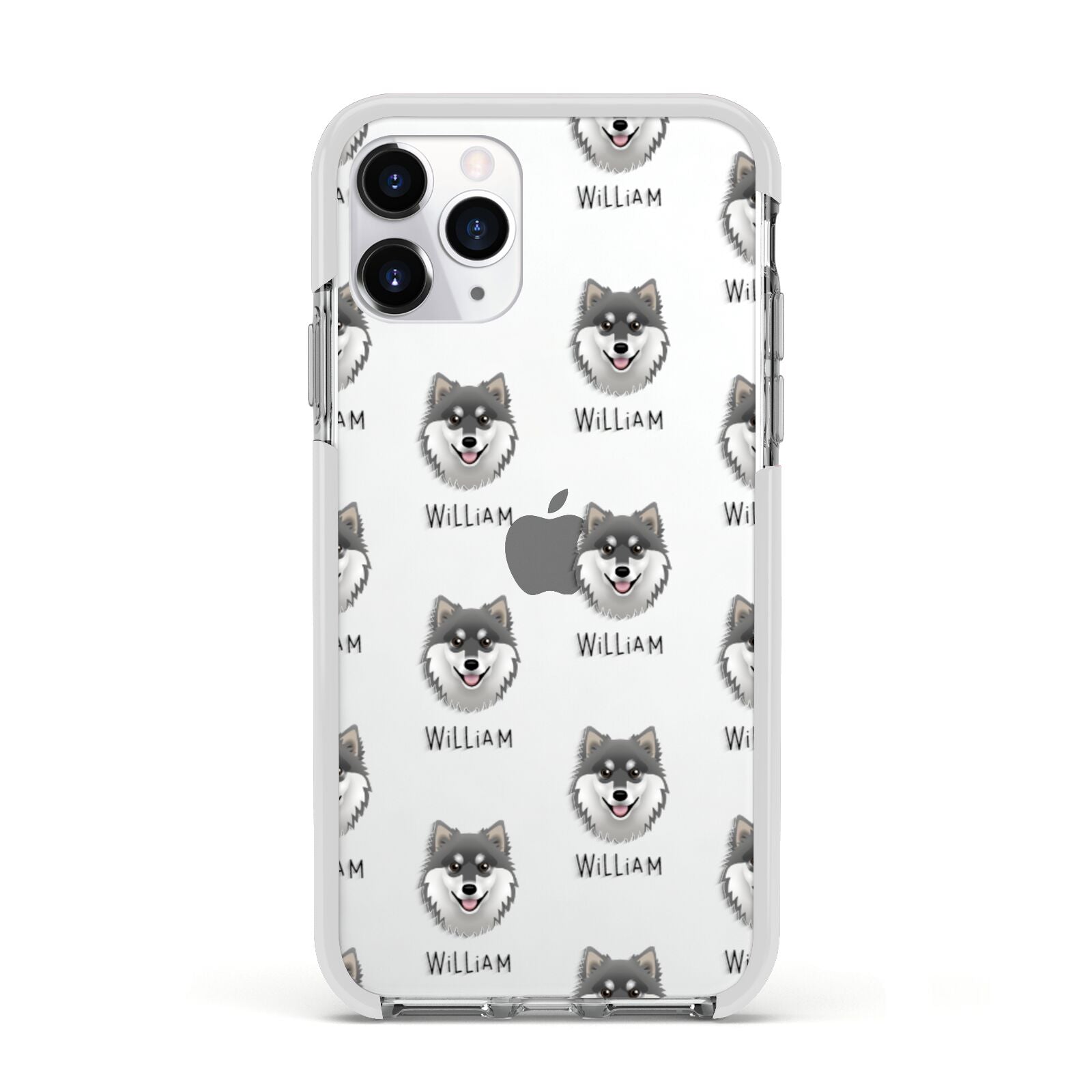 Finnish Lapphund Icon with Name Apple iPhone 11 Pro in Silver with White Impact Case