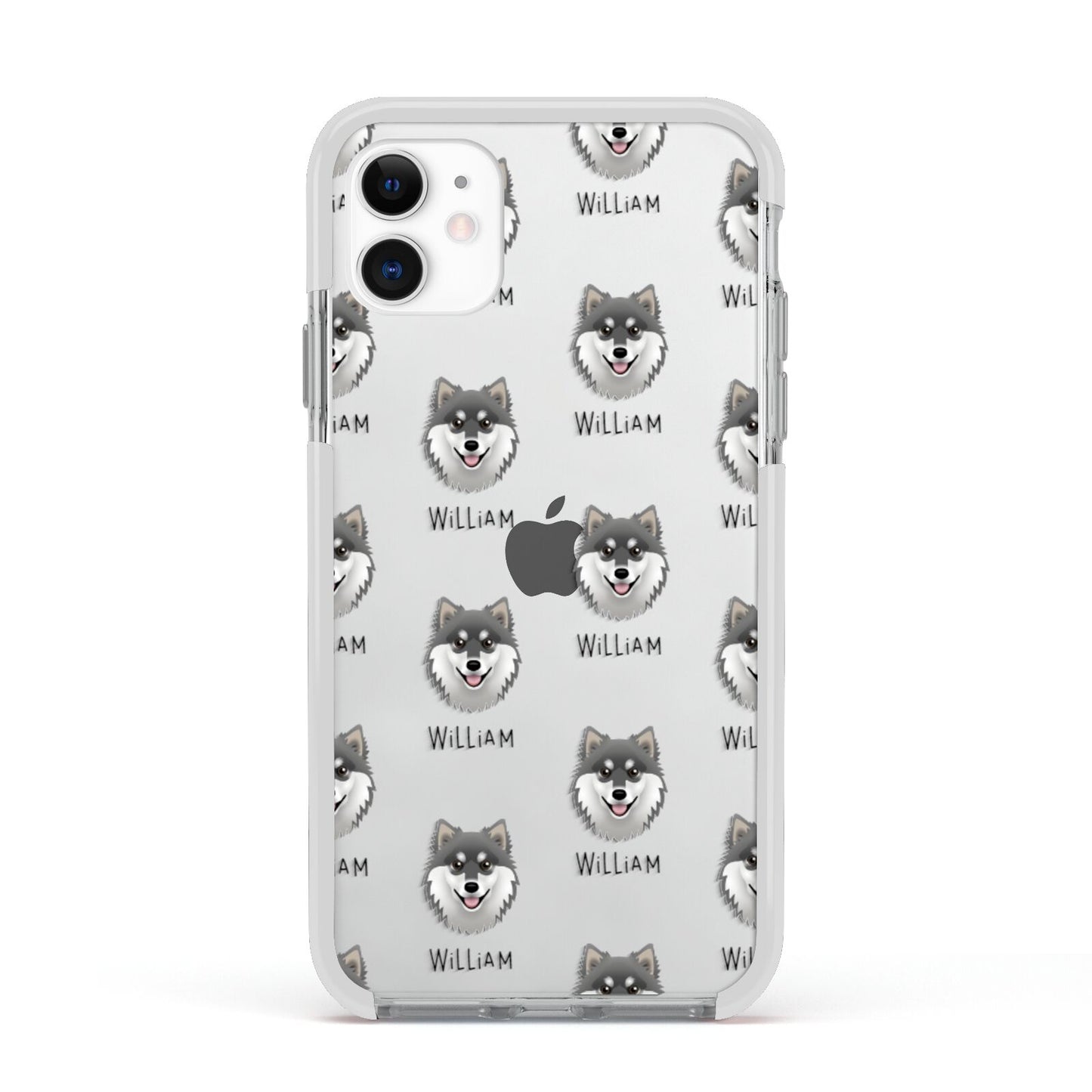 Finnish Lapphund Icon with Name Apple iPhone 11 in White with White Impact Case