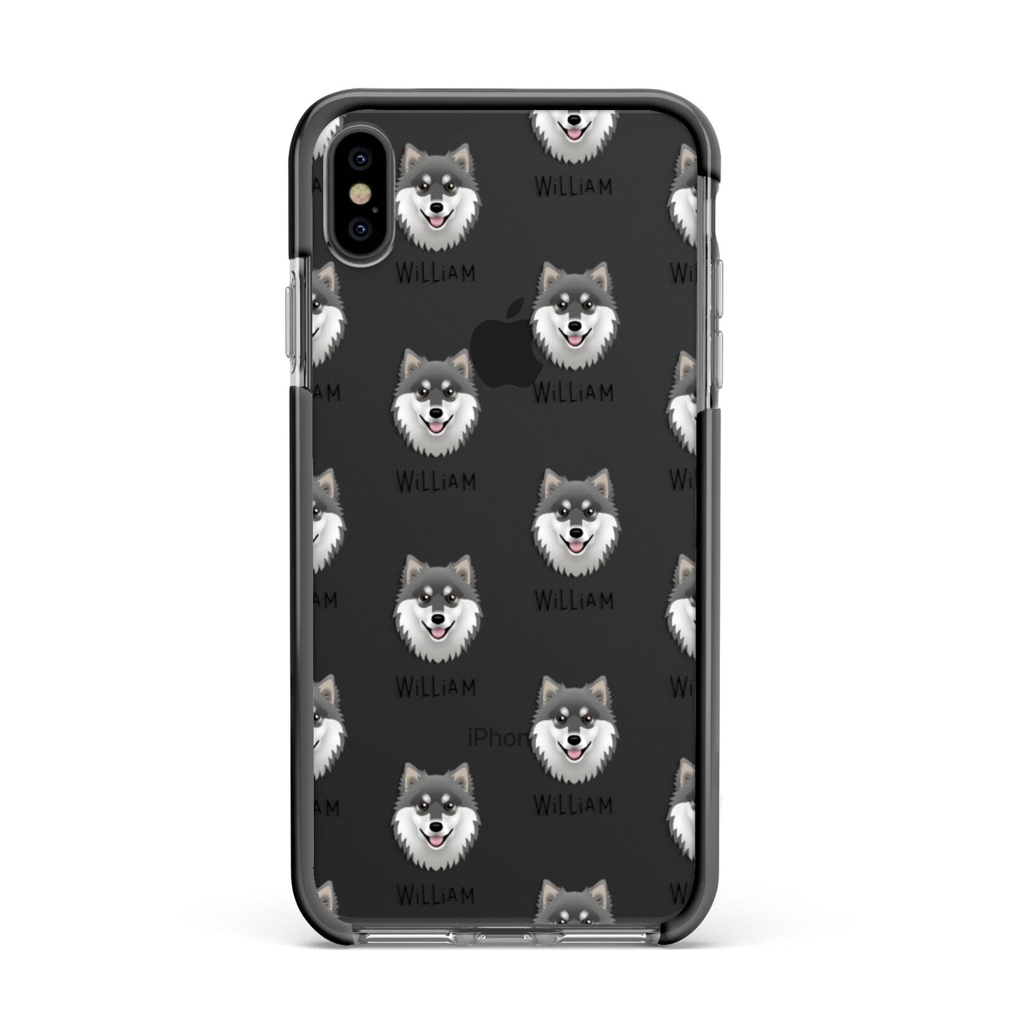 Finnish Lapphund Icon with Name Apple iPhone Xs Max Impact Case Black Edge on Black Phone