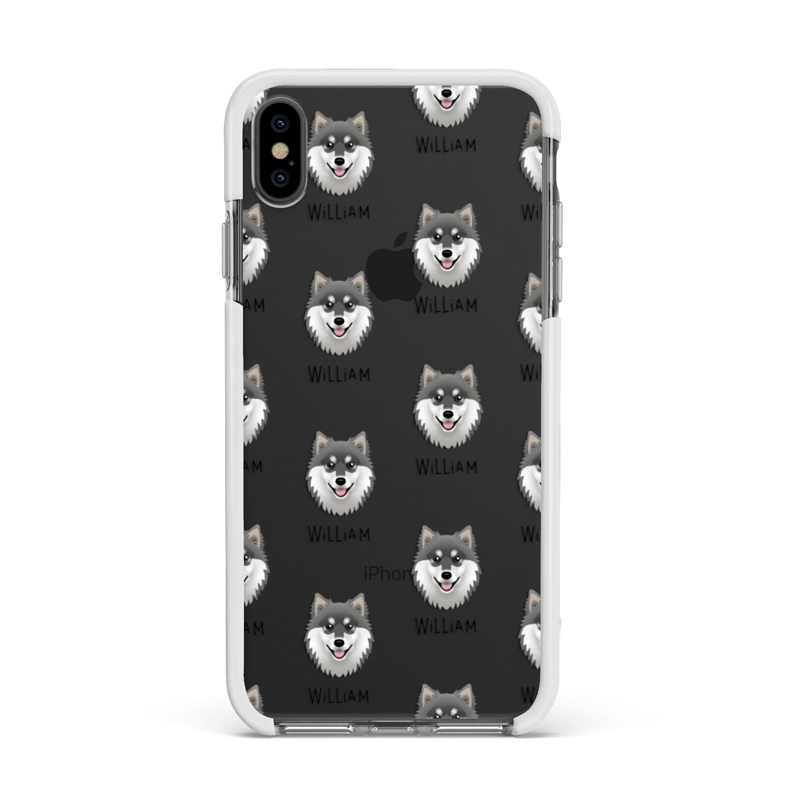 Finnish Lapphund Icon with Name Apple iPhone Xs Max Impact Case White Edge on Black Phone