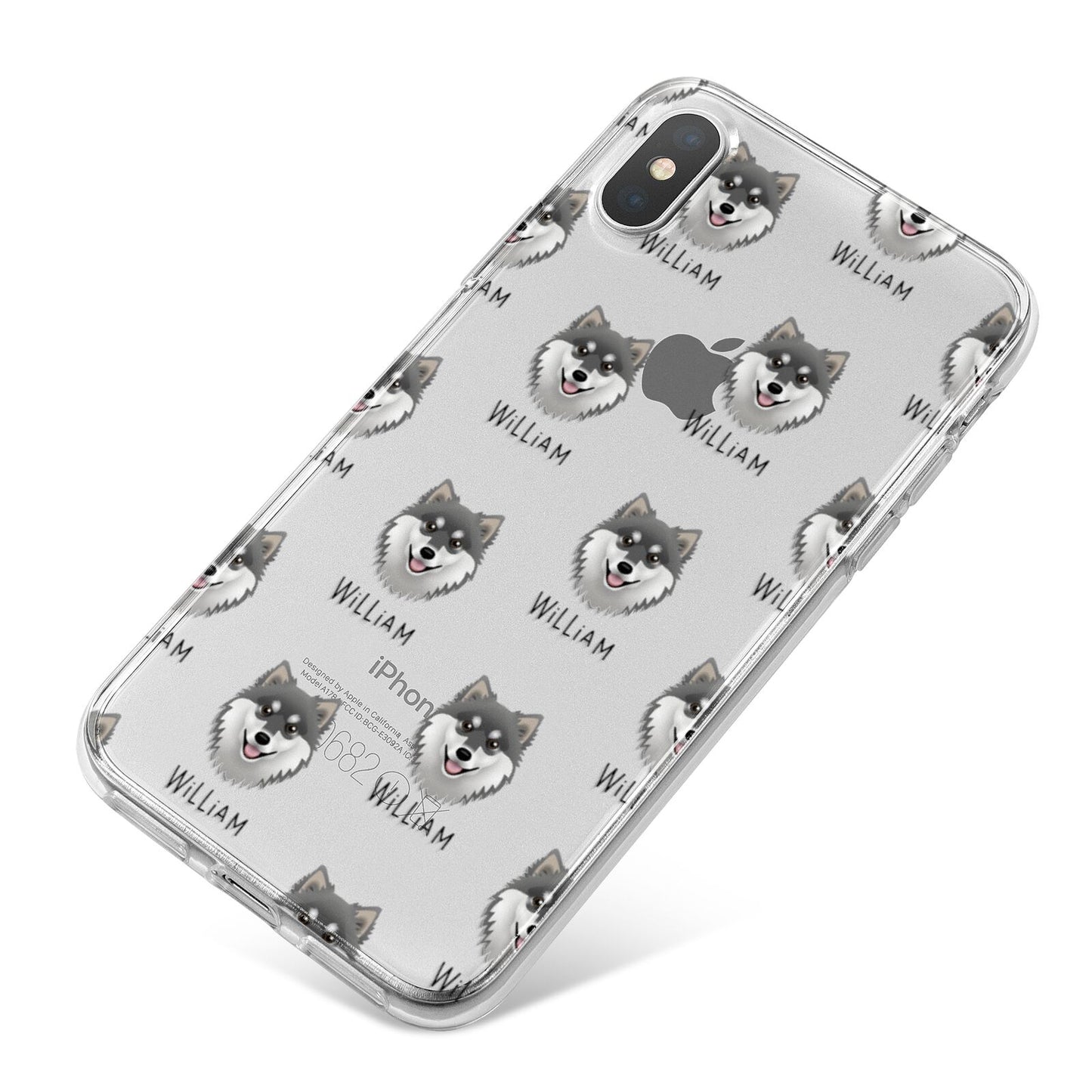 Finnish Lapphund Icon with Name iPhone X Bumper Case on Silver iPhone