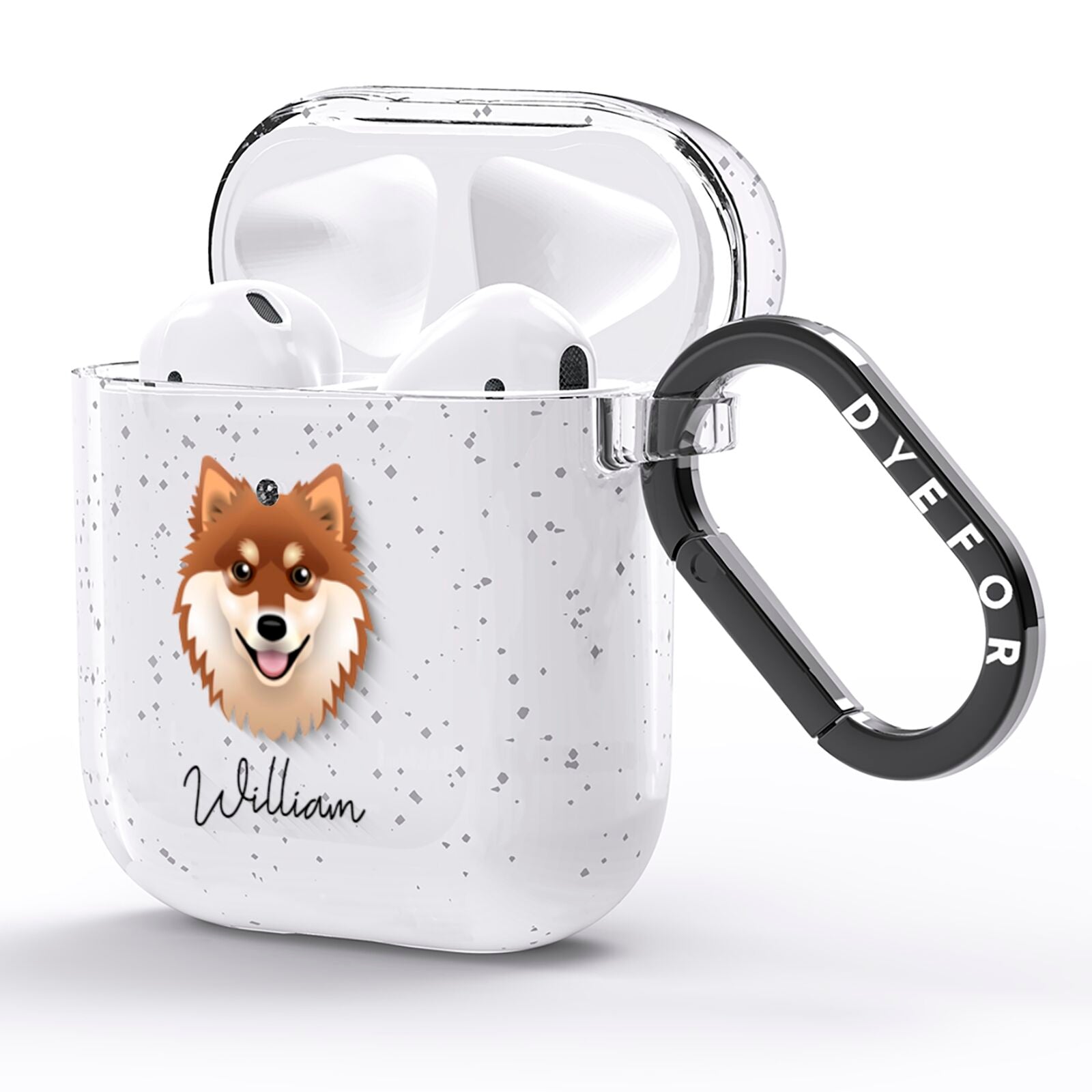 Finnish Lapphund Personalised AirPods Glitter Case Side Image