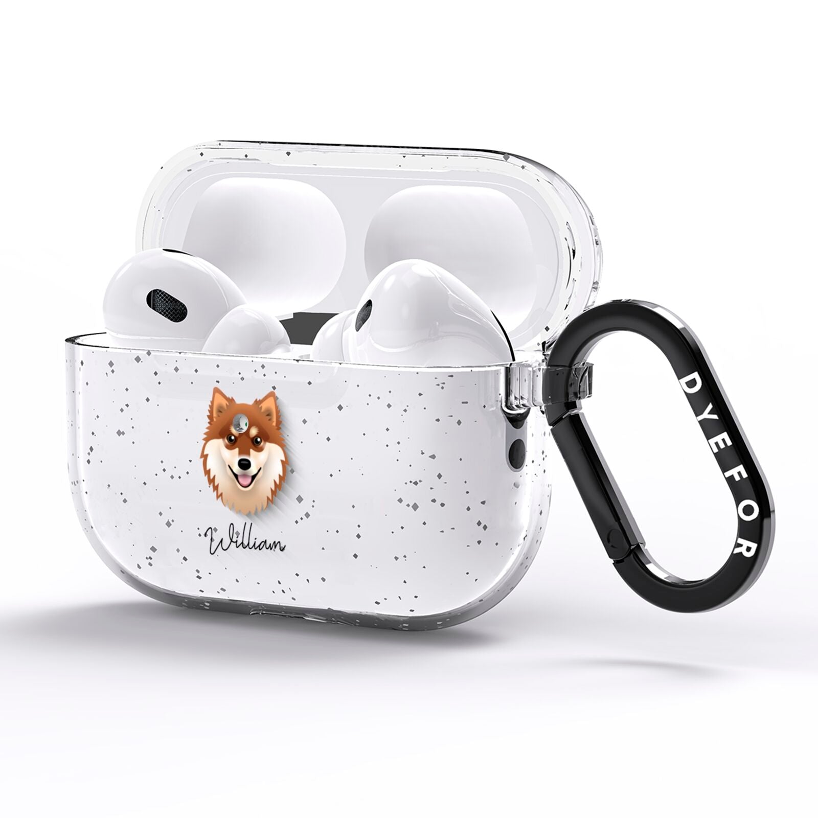 Finnish Lapphund Personalised AirPods Pro Glitter Case Side Image