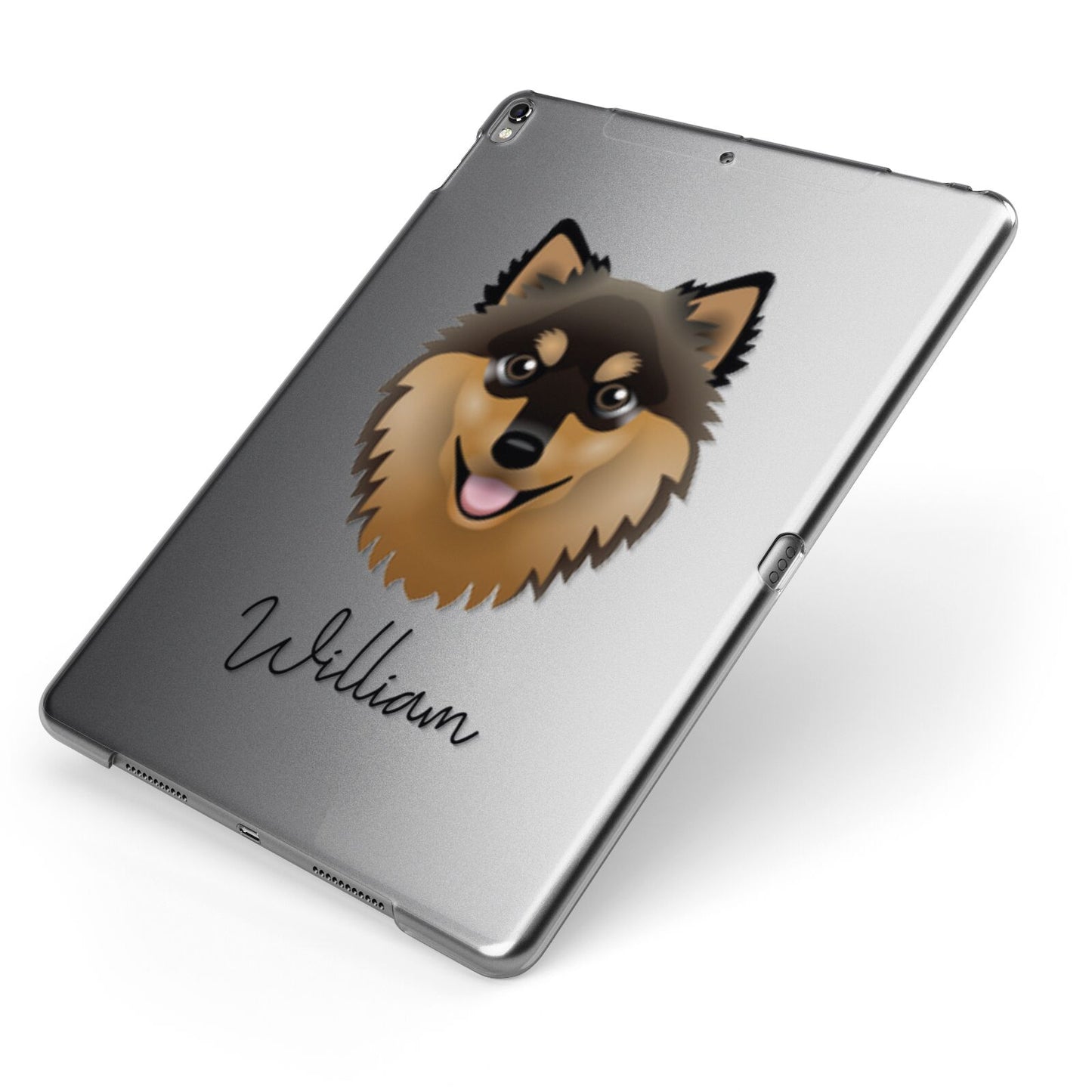 Finnish Lapphund Personalised Apple iPad Case on Grey iPad Side View