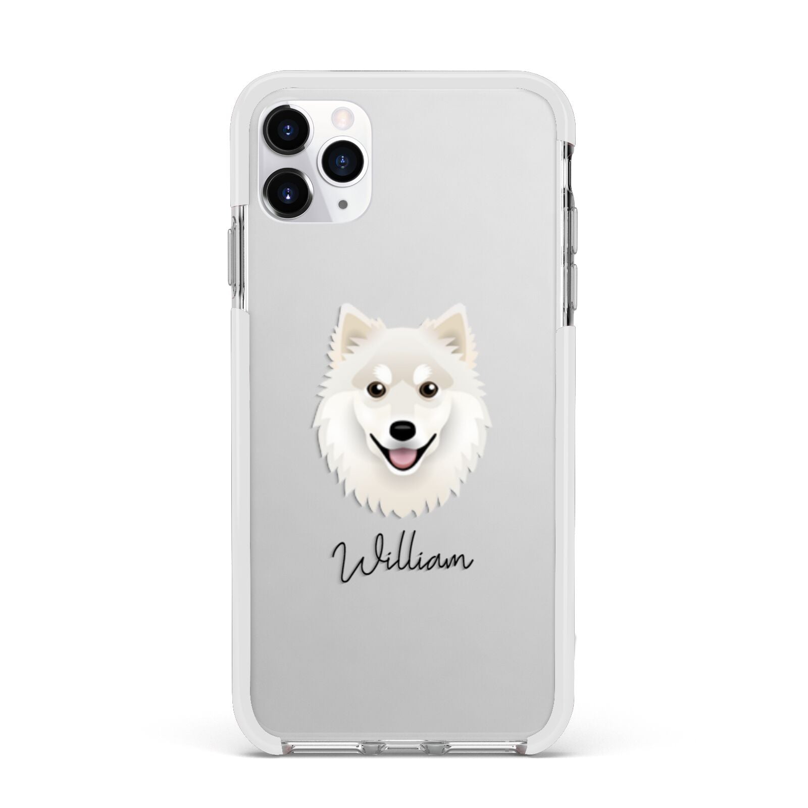 Finnish Lapphund Personalised Apple iPhone 11 Pro Max in Silver with White Impact Case