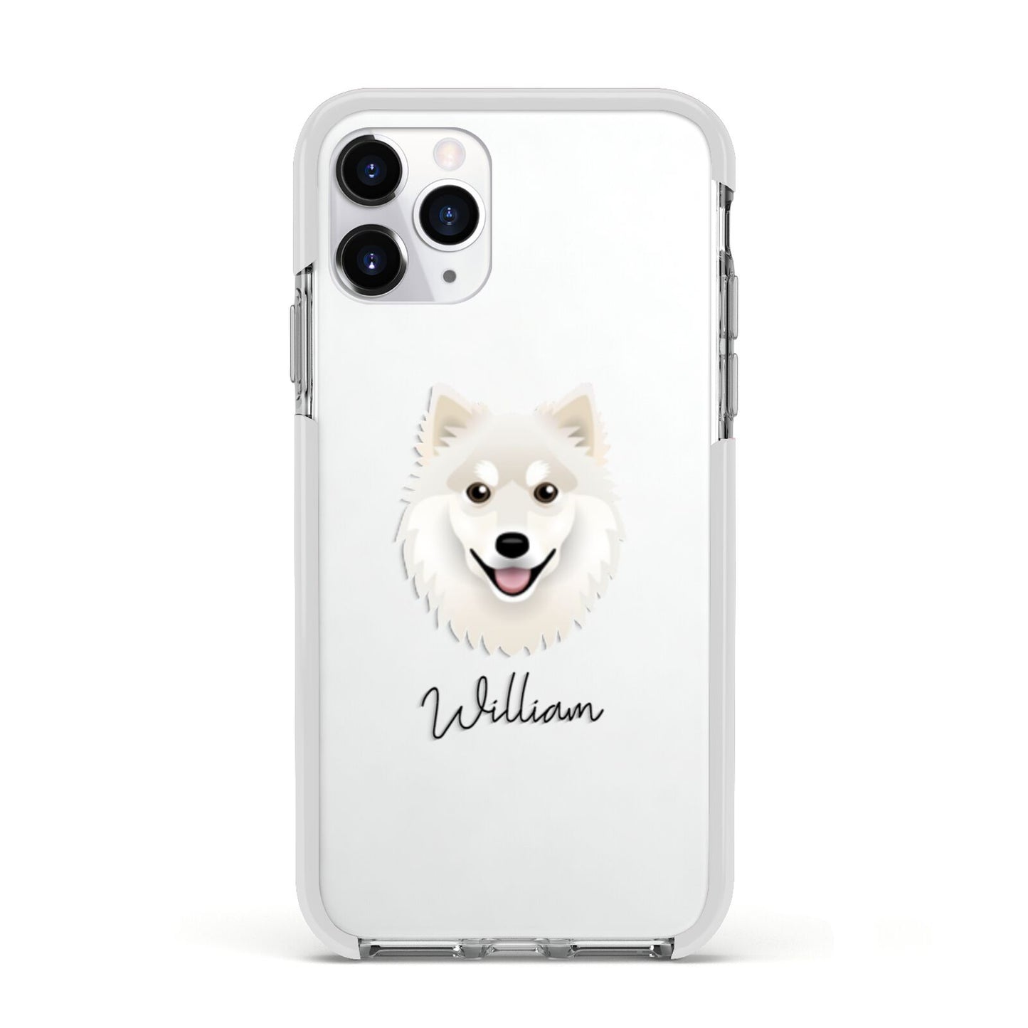 Finnish Lapphund Personalised Apple iPhone 11 Pro in Silver with White Impact Case