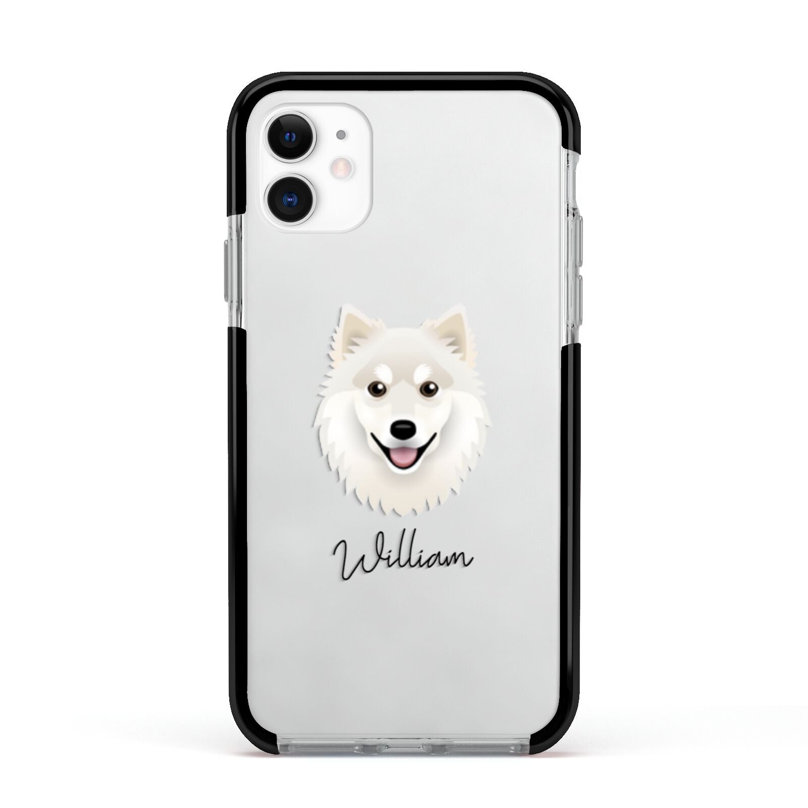 Finnish Lapphund Personalised Apple iPhone 11 in White with Black Impact Case