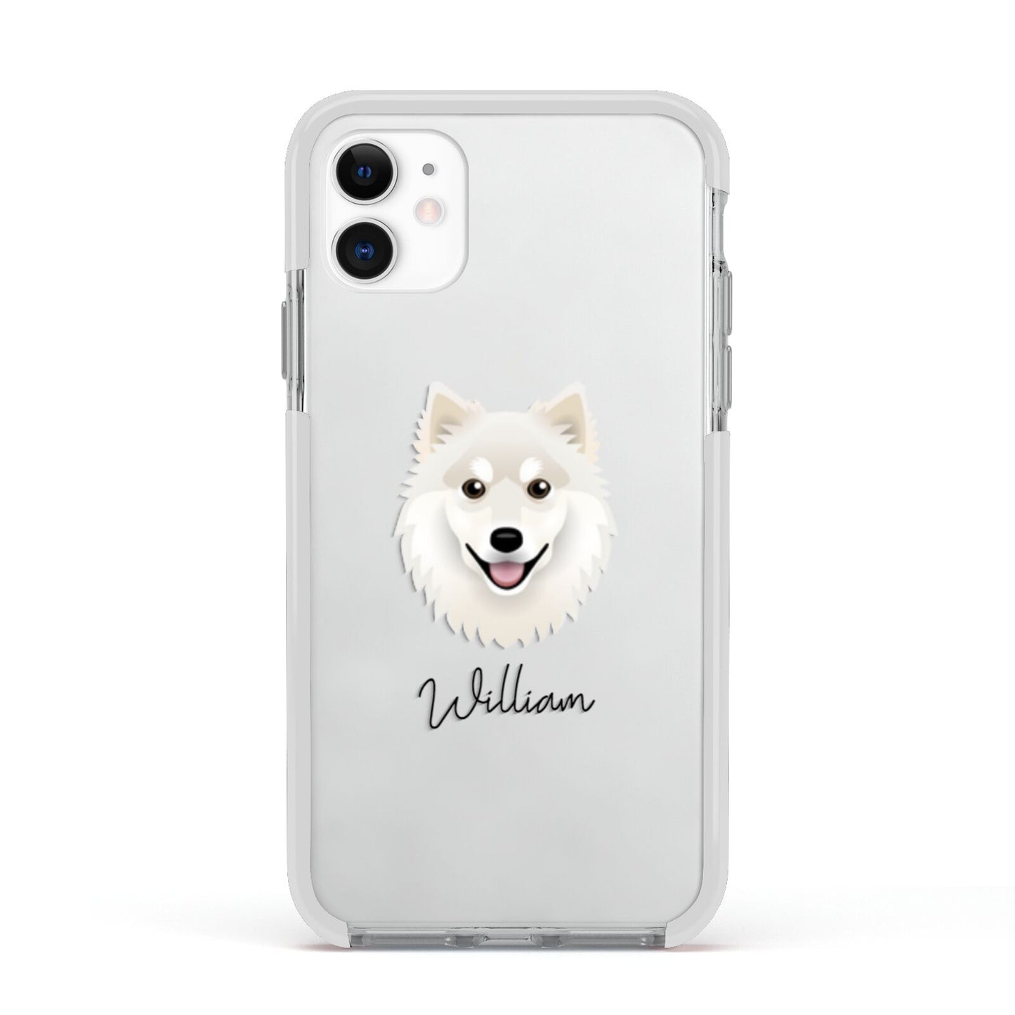 Finnish Lapphund Personalised Apple iPhone 11 in White with White Impact Case