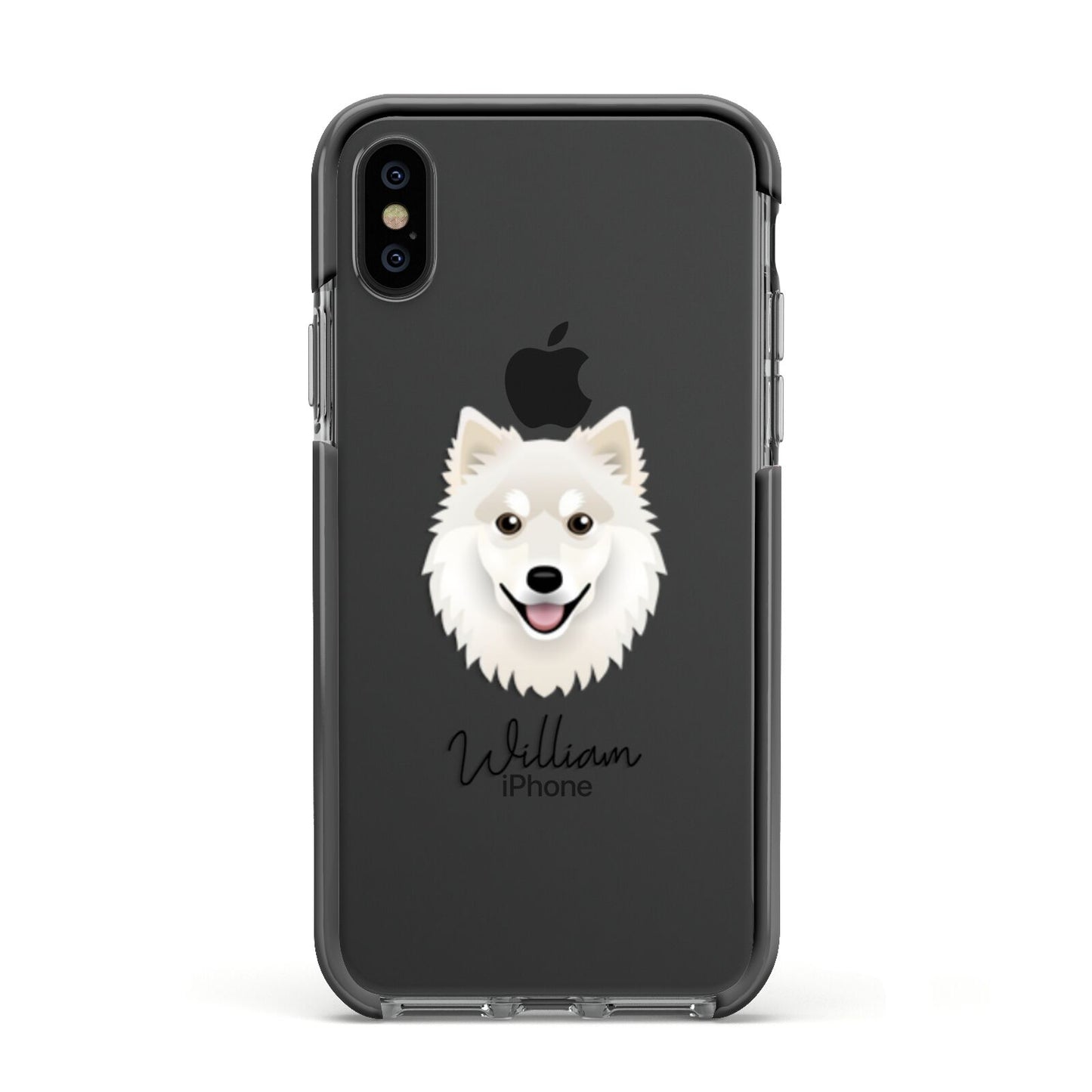 Finnish Lapphund Personalised Apple iPhone Xs Impact Case Black Edge on Black Phone