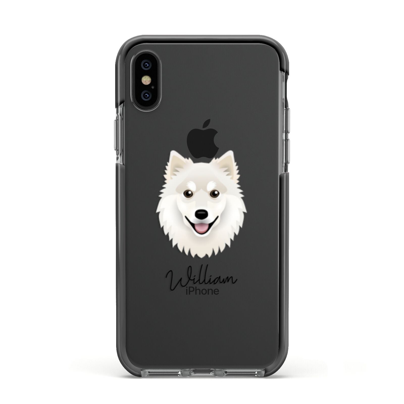 Finnish Lapphund Personalised Apple iPhone Xs Impact Case Black Edge on Black Phone