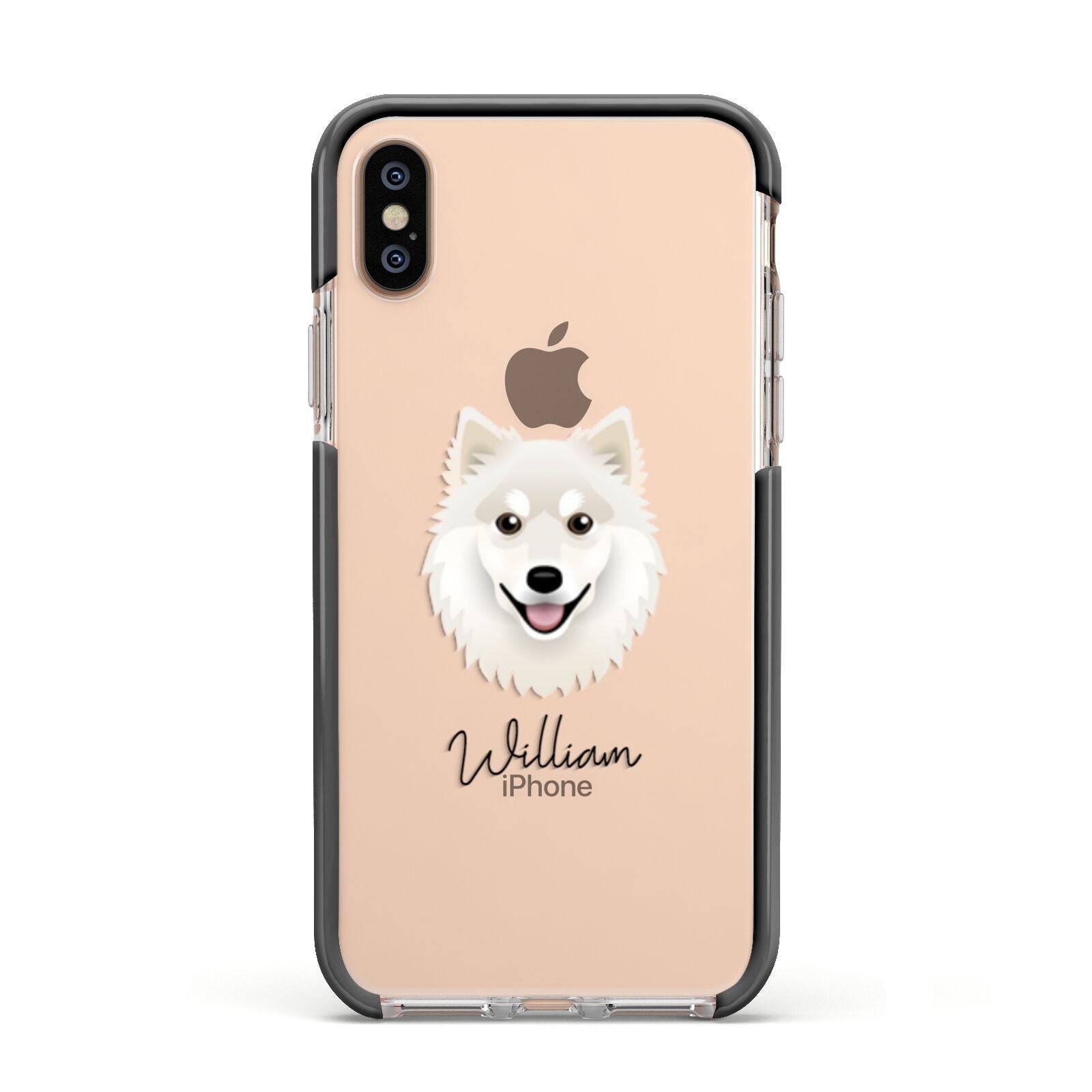 Finnish Lapphund Personalised Apple iPhone Xs Impact Case Black Edge on Gold Phone