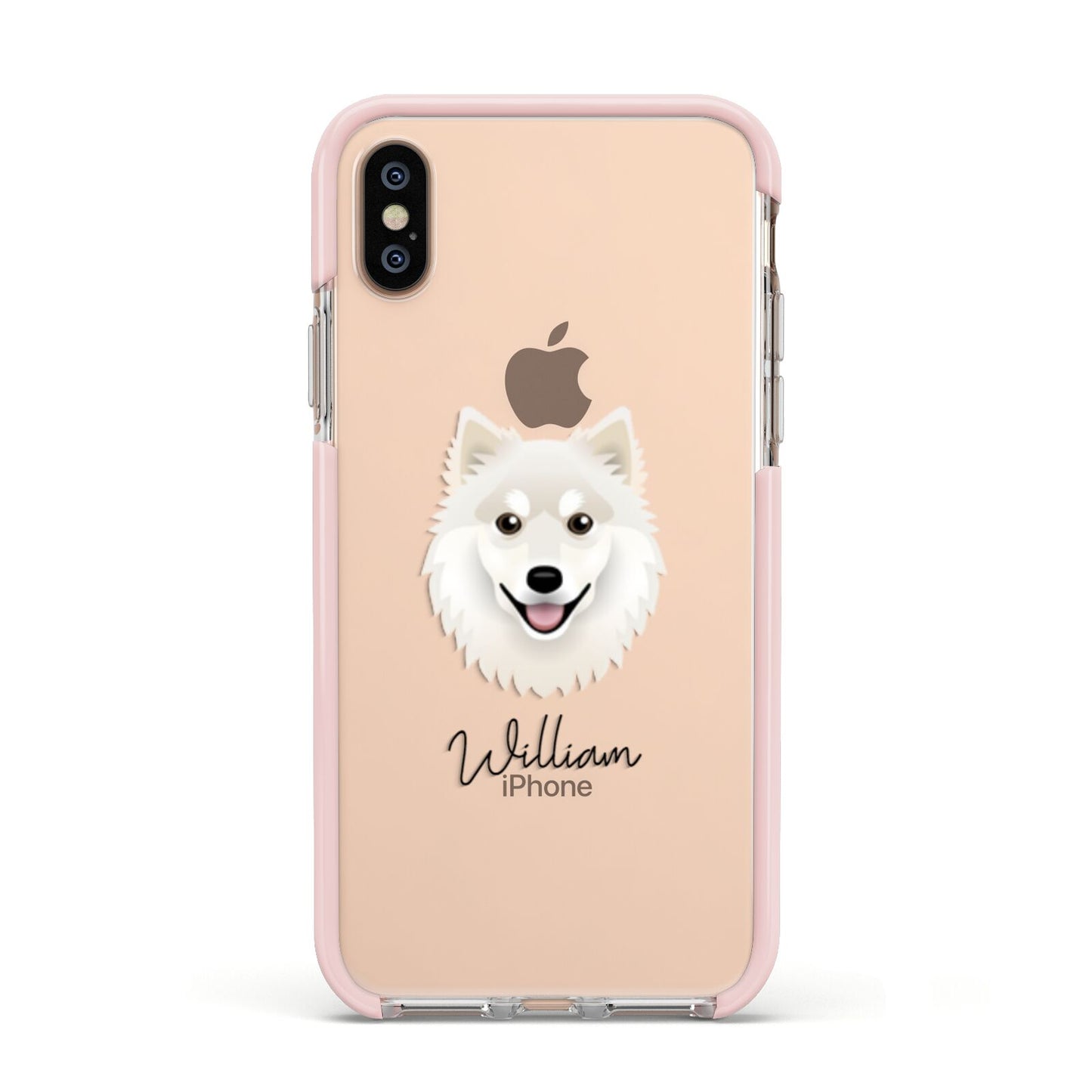 Finnish Lapphund Personalised Apple iPhone Xs Impact Case Pink Edge on Gold Phone