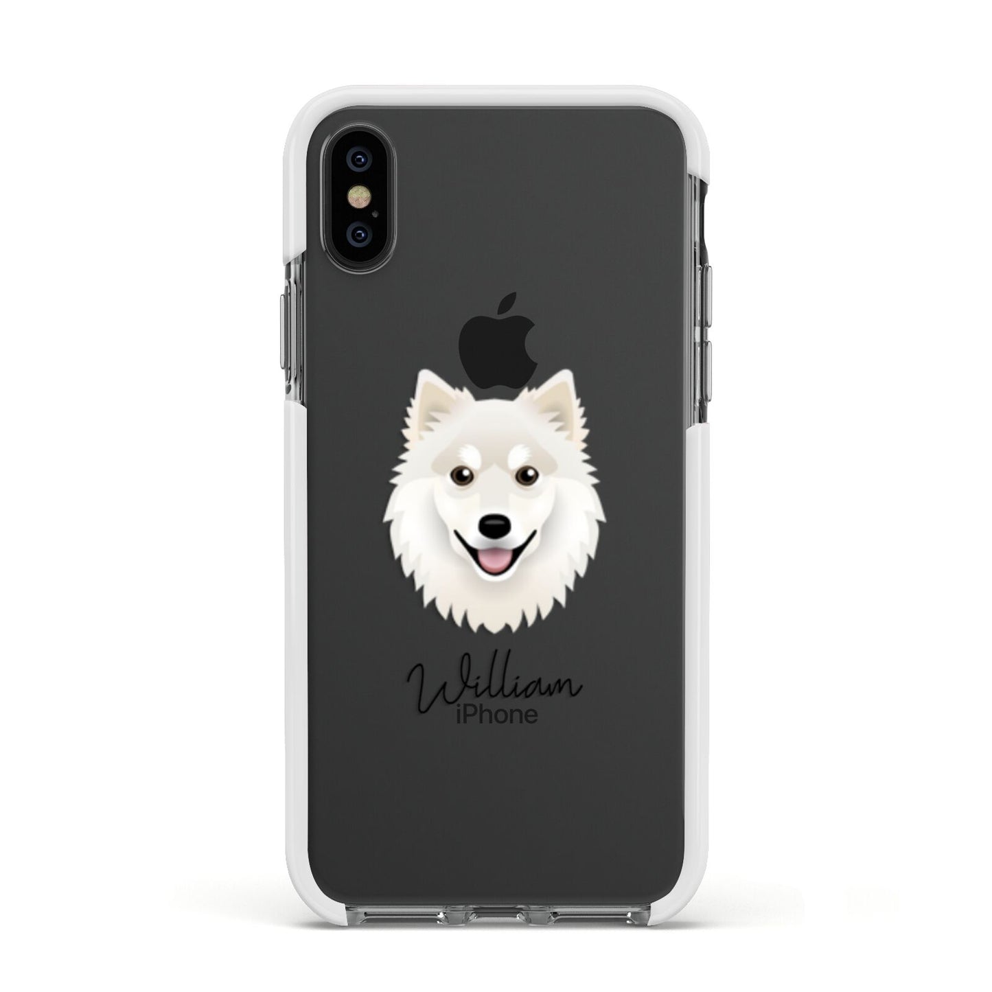 Finnish Lapphund Personalised Apple iPhone Xs Impact Case White Edge on Black Phone