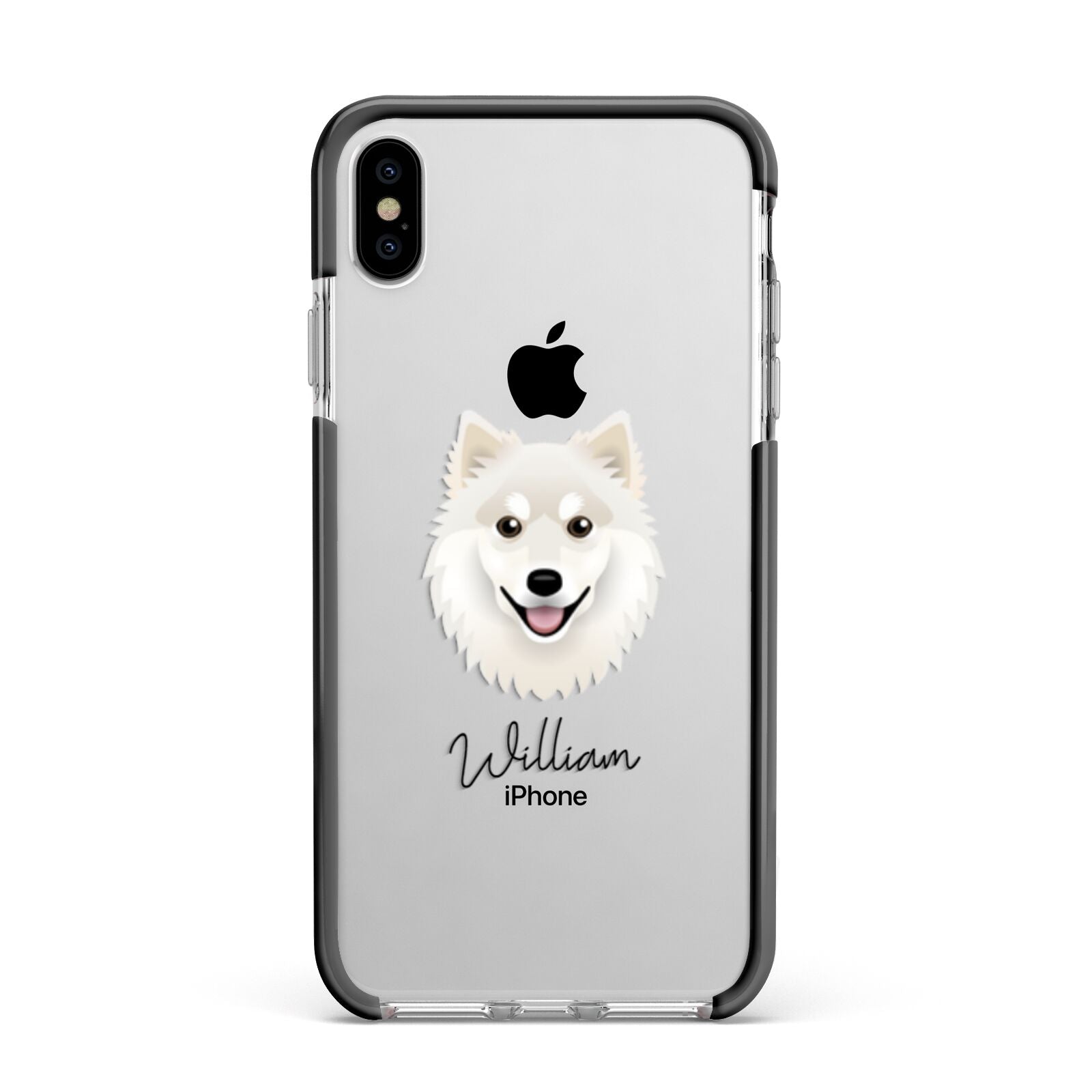 Finnish Lapphund Personalised Apple iPhone Xs Max Impact Case Black Edge on Silver Phone