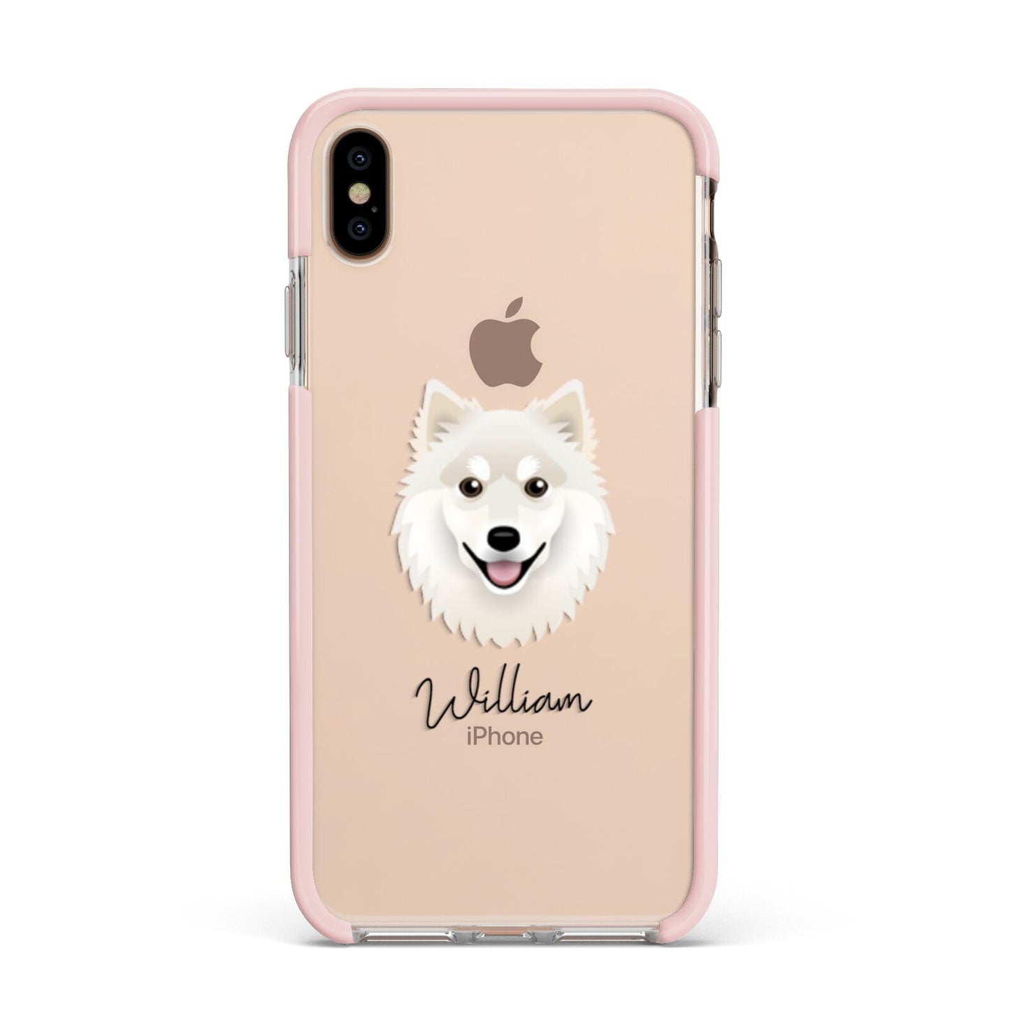 Finnish Lapphund Personalised Apple iPhone Xs Max Impact Case Pink Edge on Gold Phone