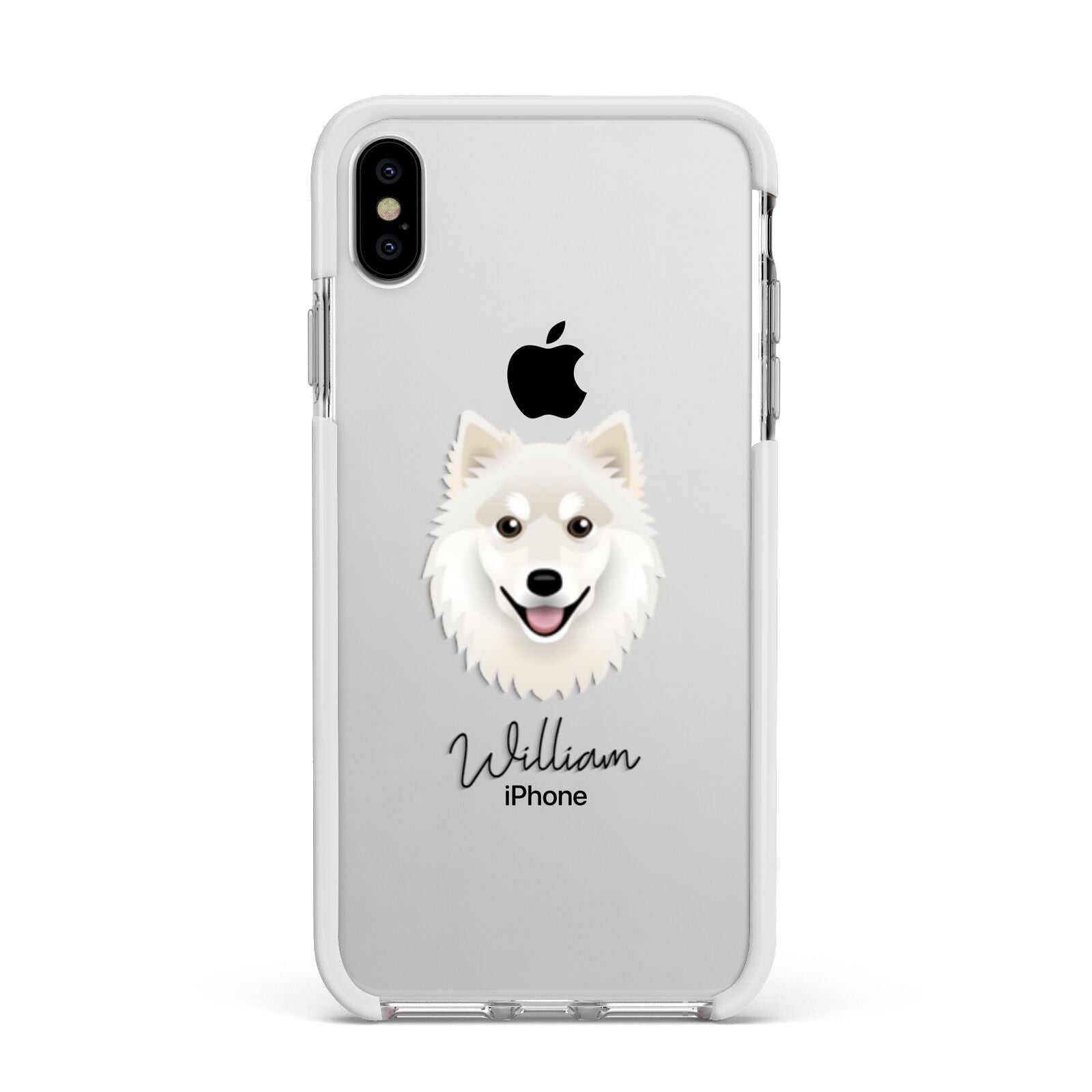 Finnish Lapphund Personalised Apple iPhone Xs Max Impact Case White Edge on Silver Phone