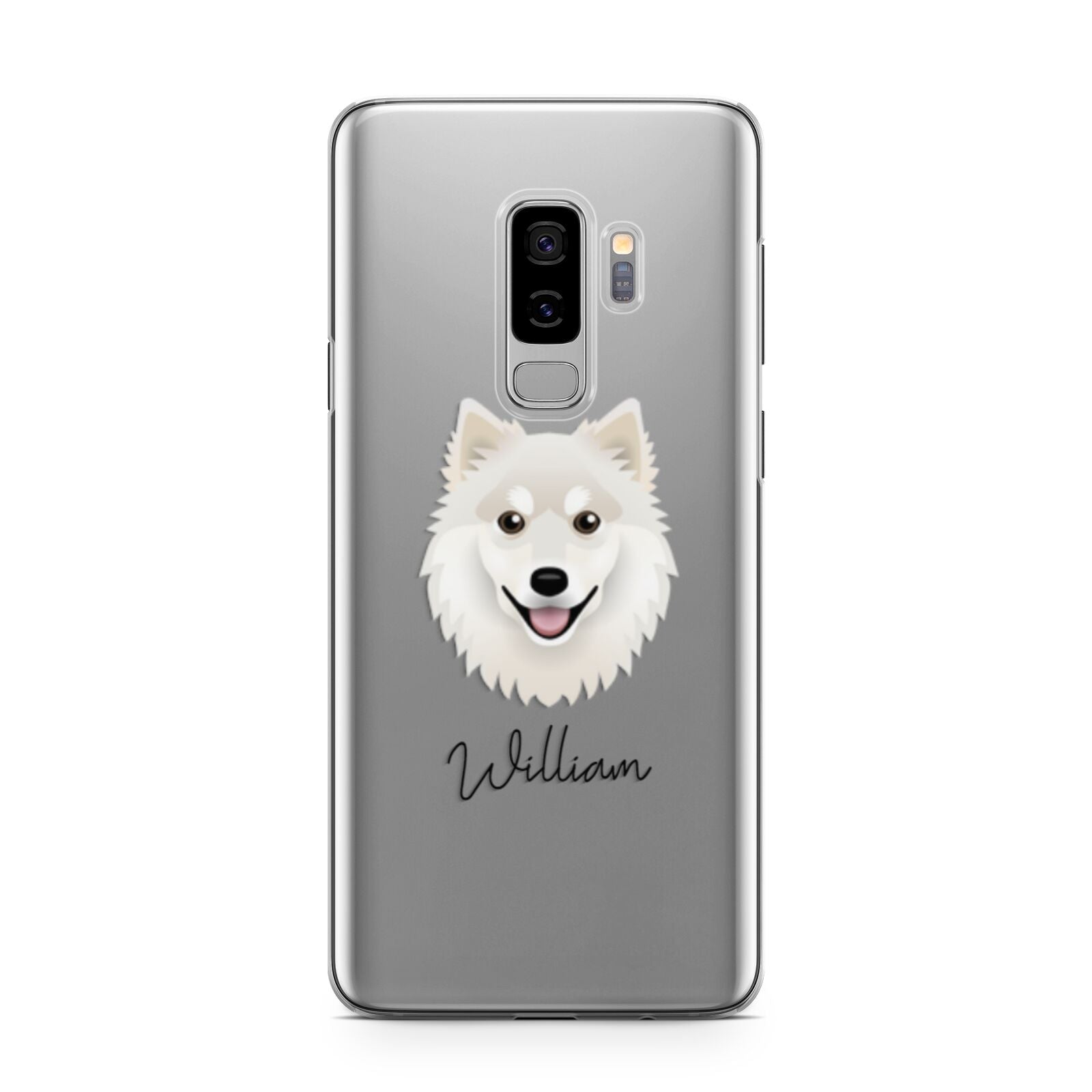 Finnish Lapphund Personalised Samsung Galaxy S9 Plus Case on Silver phone