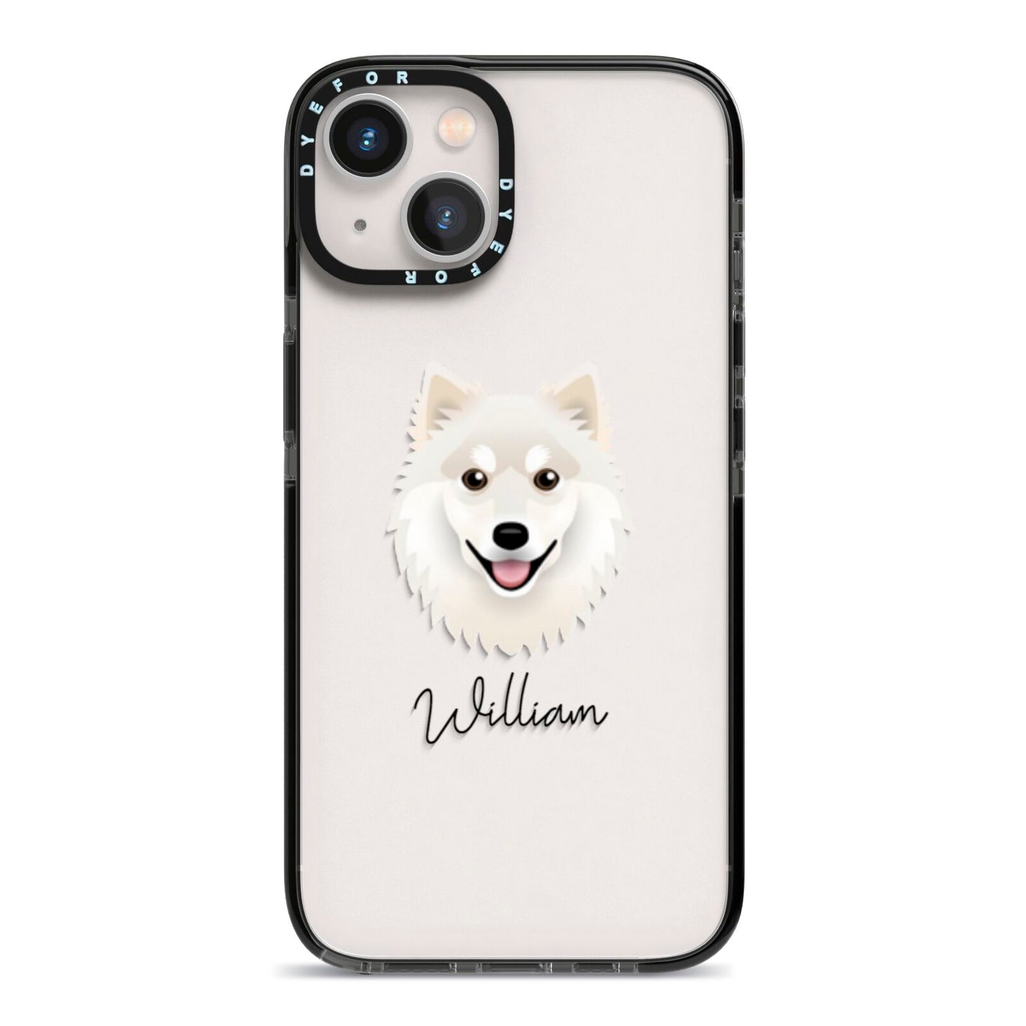 Finnish Lapphund Personalised iPhone 13 Black Impact Case on Silver phone