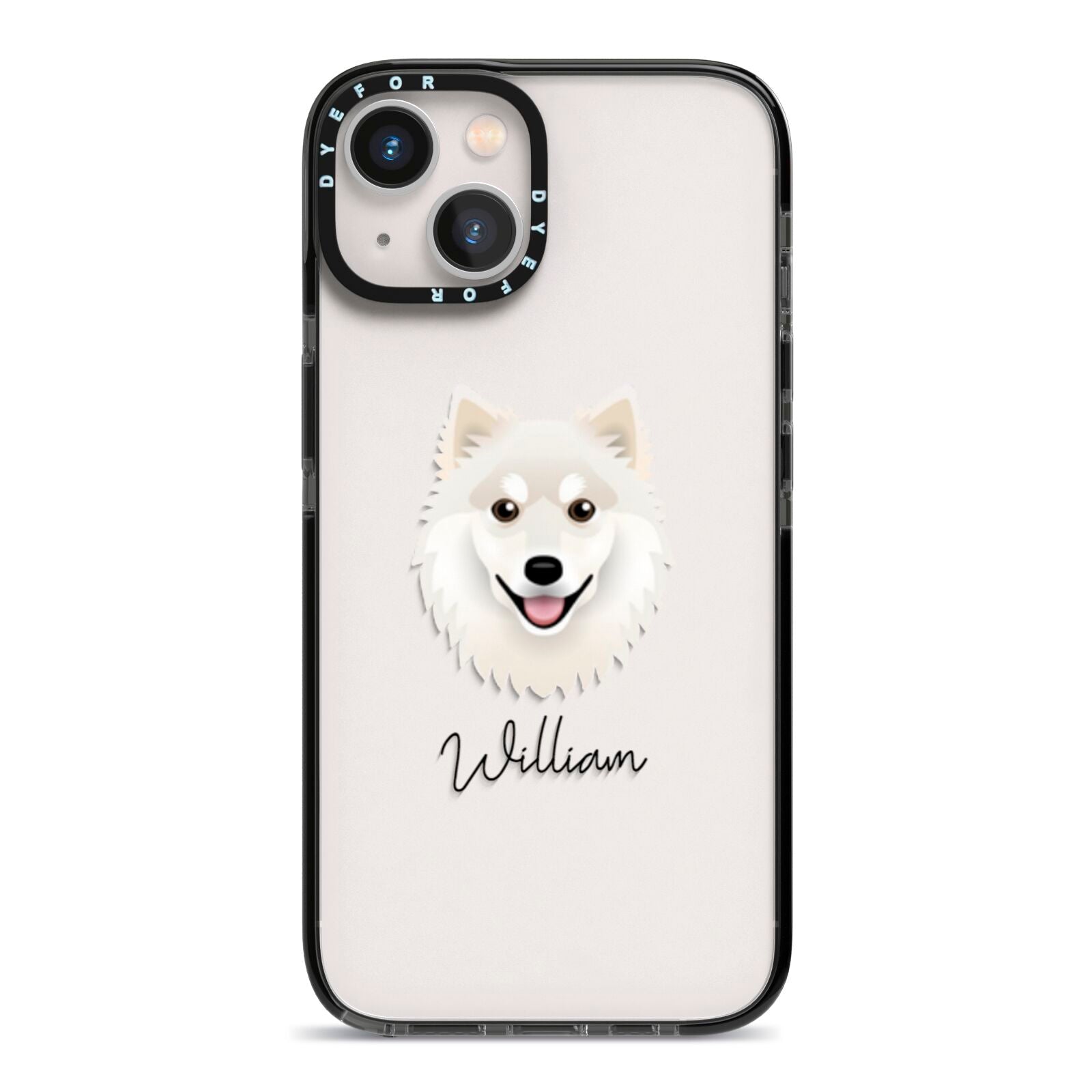 Finnish Lapphund Personalised iPhone 13 Black Impact Case on Silver phone