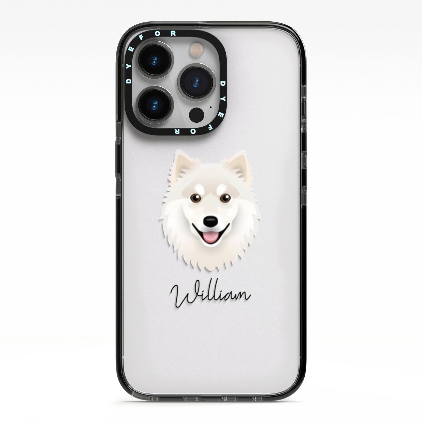 Finnish Lapphund Personalised iPhone 13 Pro Black Impact Case on Silver phone
