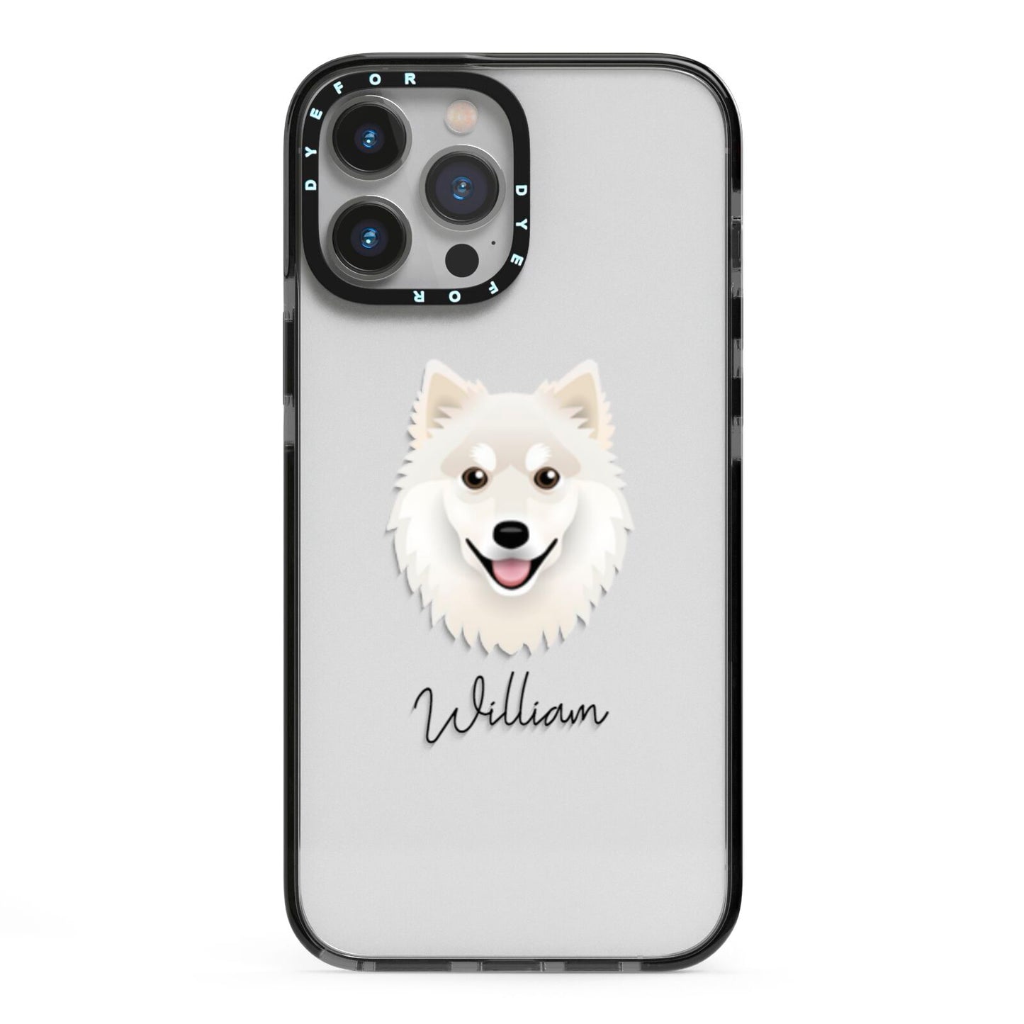 Finnish Lapphund Personalised iPhone 13 Pro Max Black Impact Case on Silver phone