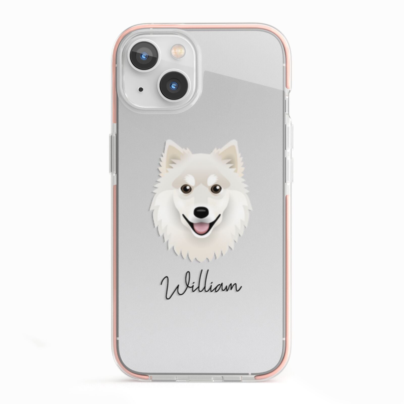 Finnish Lapphund Personalised iPhone 13 TPU Impact Case with Pink Edges