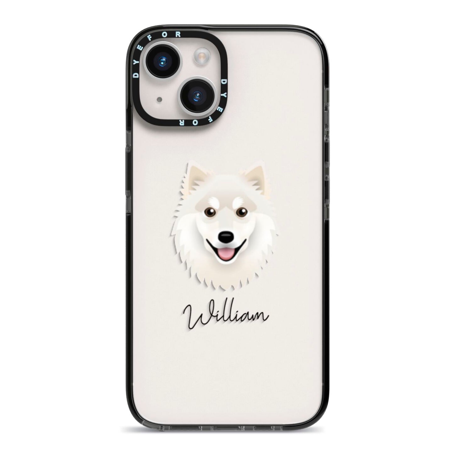 Finnish Lapphund Personalised iPhone 14 Black Impact Case on Silver phone