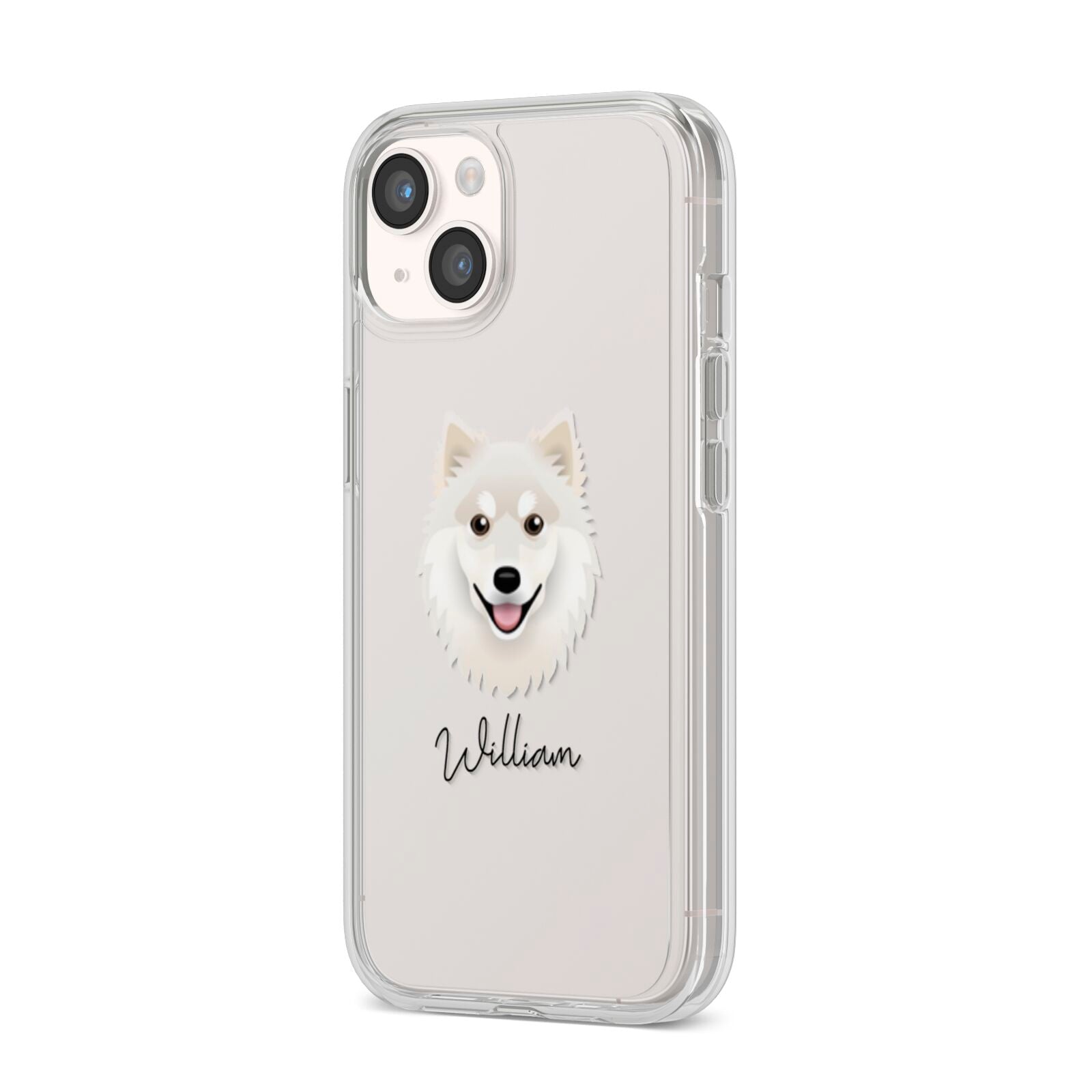 Finnish Lapphund Personalised iPhone 14 Clear Tough Case Starlight Angled Image