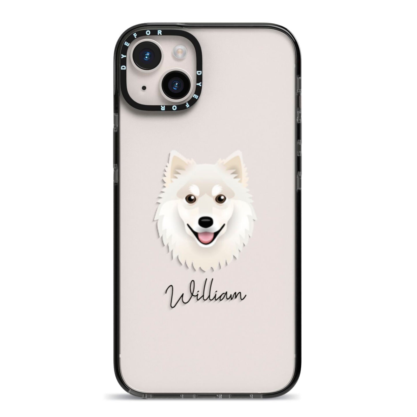 Finnish Lapphund Personalised iPhone 14 Plus Black Impact Case on Silver phone