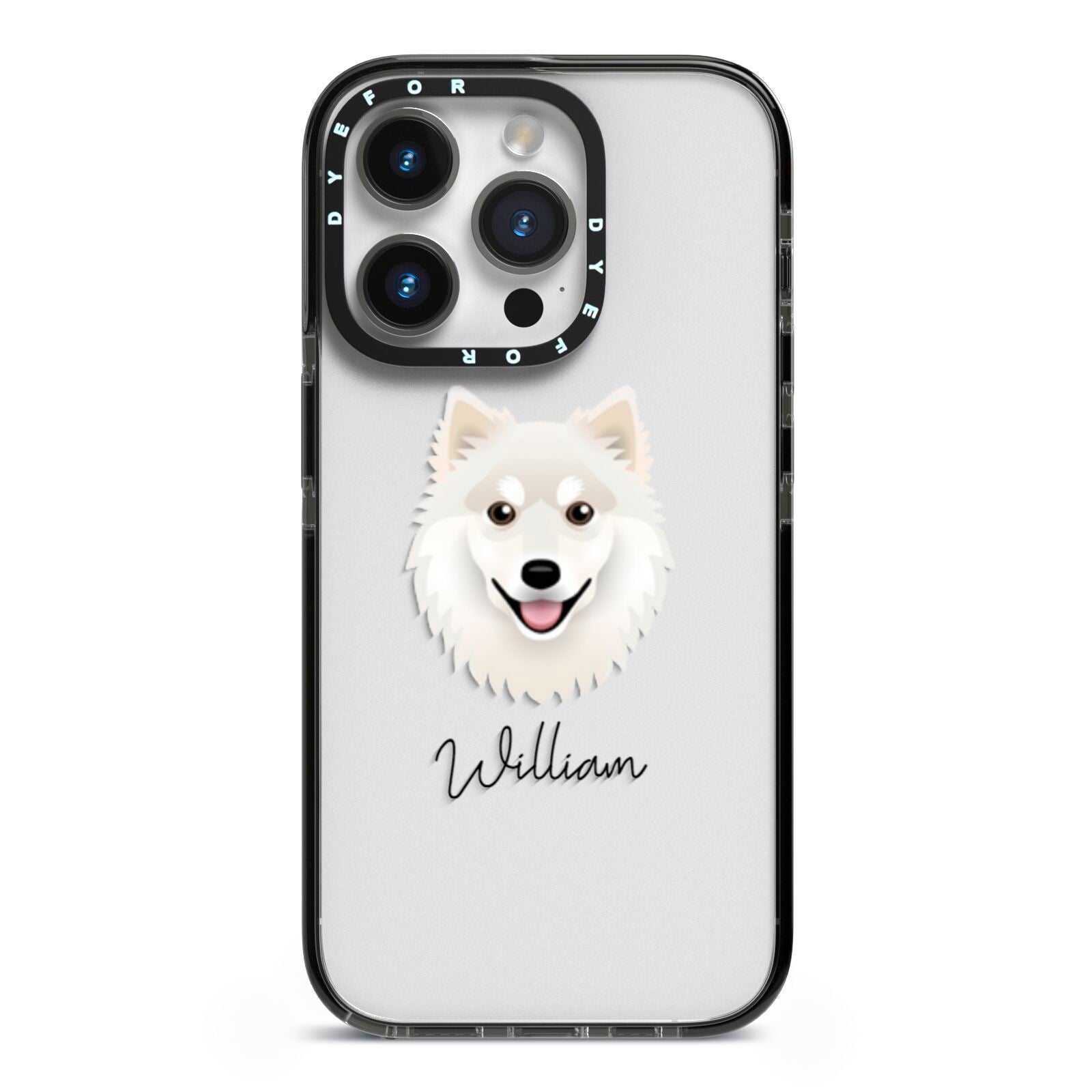 Finnish Lapphund Personalised iPhone 14 Pro Black Impact Case on Silver phone
