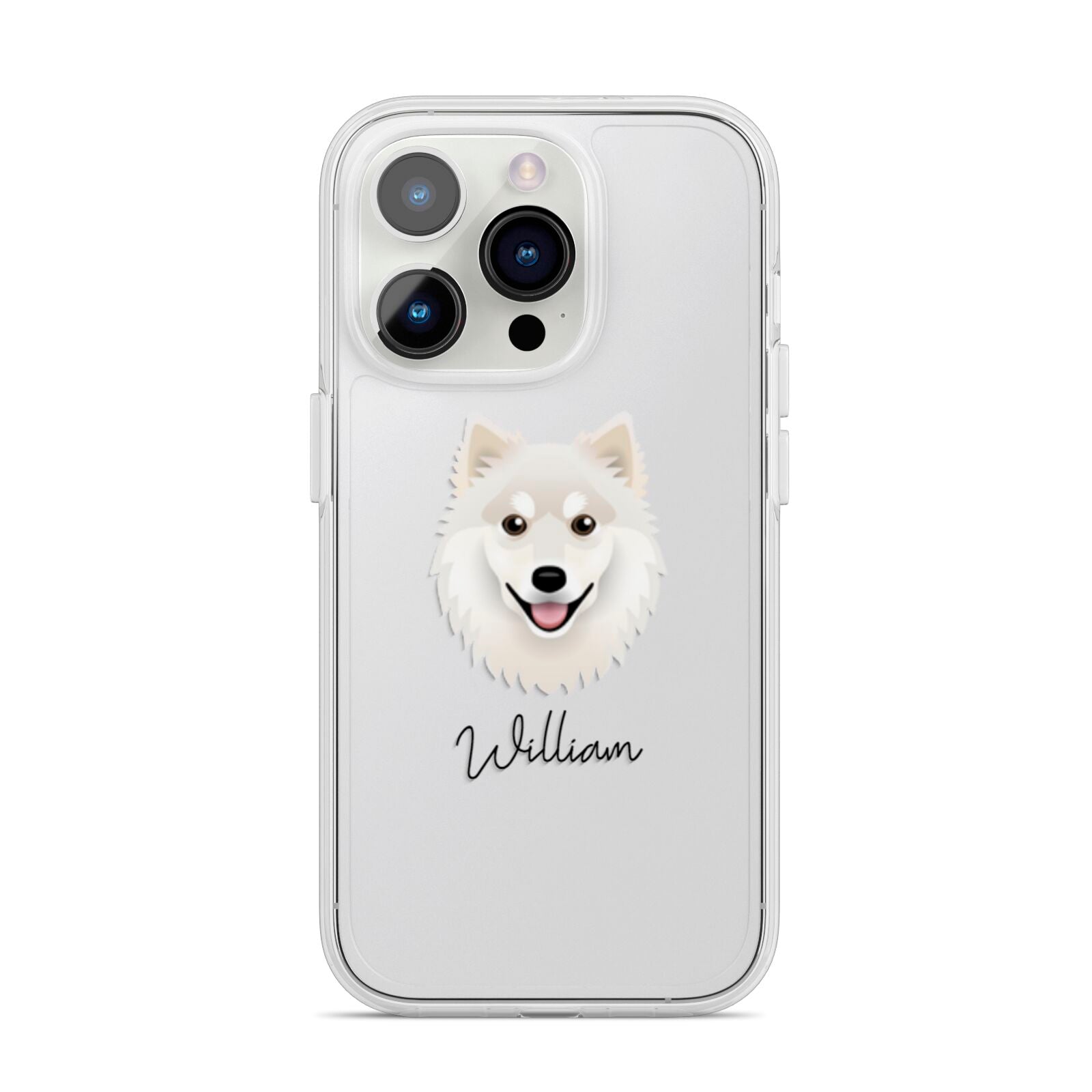 Finnish Lapphund Personalised iPhone 14 Pro Clear Tough Case Silver