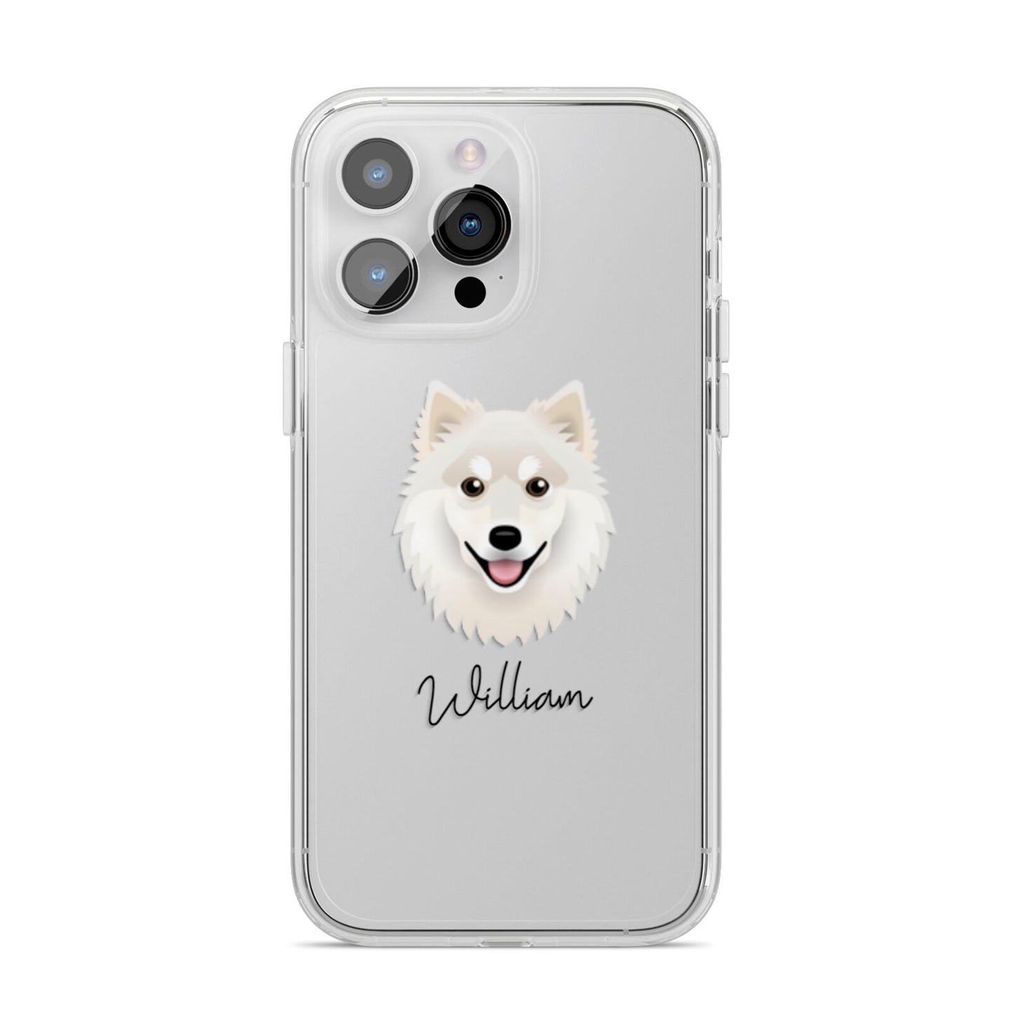 Finnish Lapphund Personalised iPhone 14 Pro Max Clear Tough Case Silver