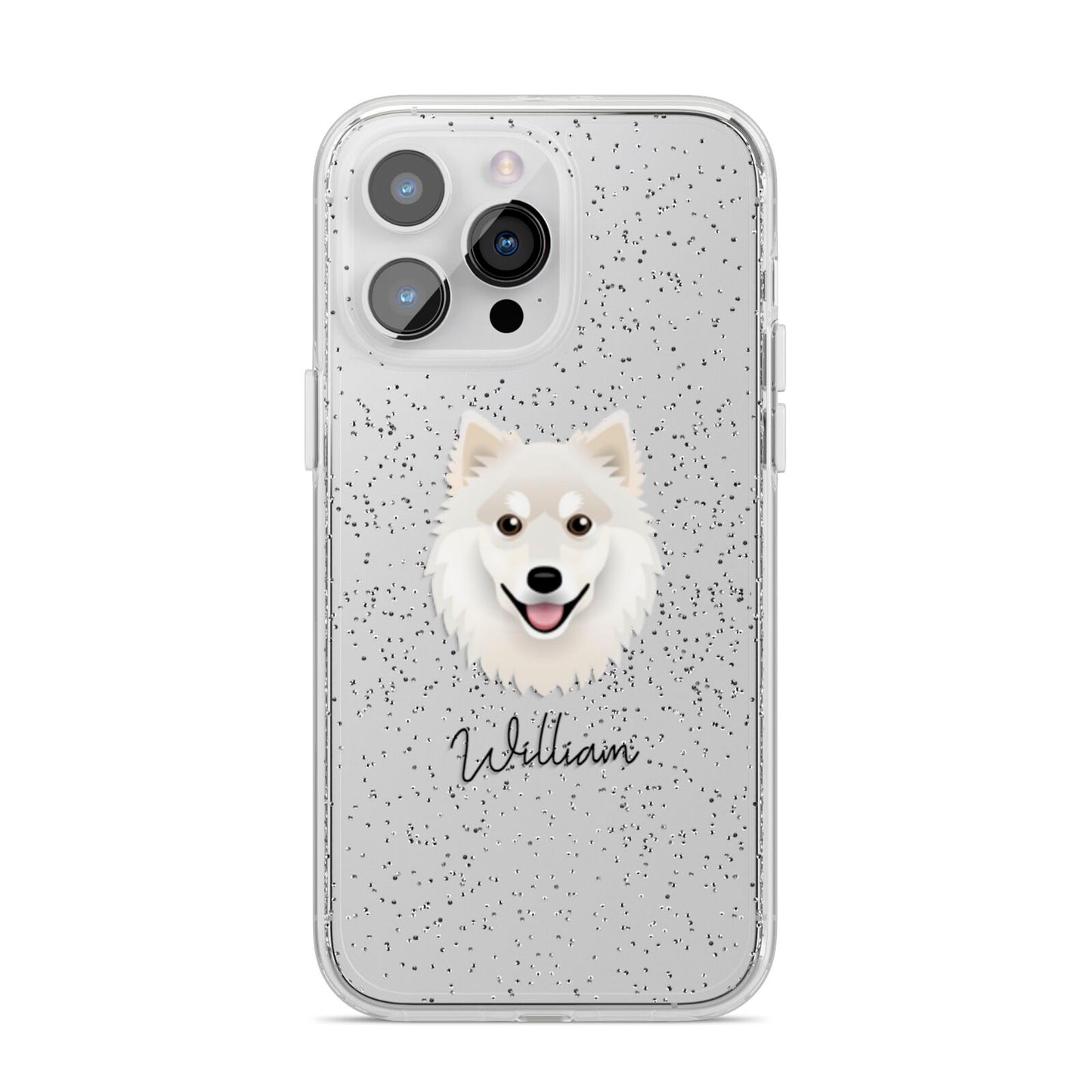 Finnish Lapphund Personalised iPhone 14 Pro Max Glitter Tough Case Silver