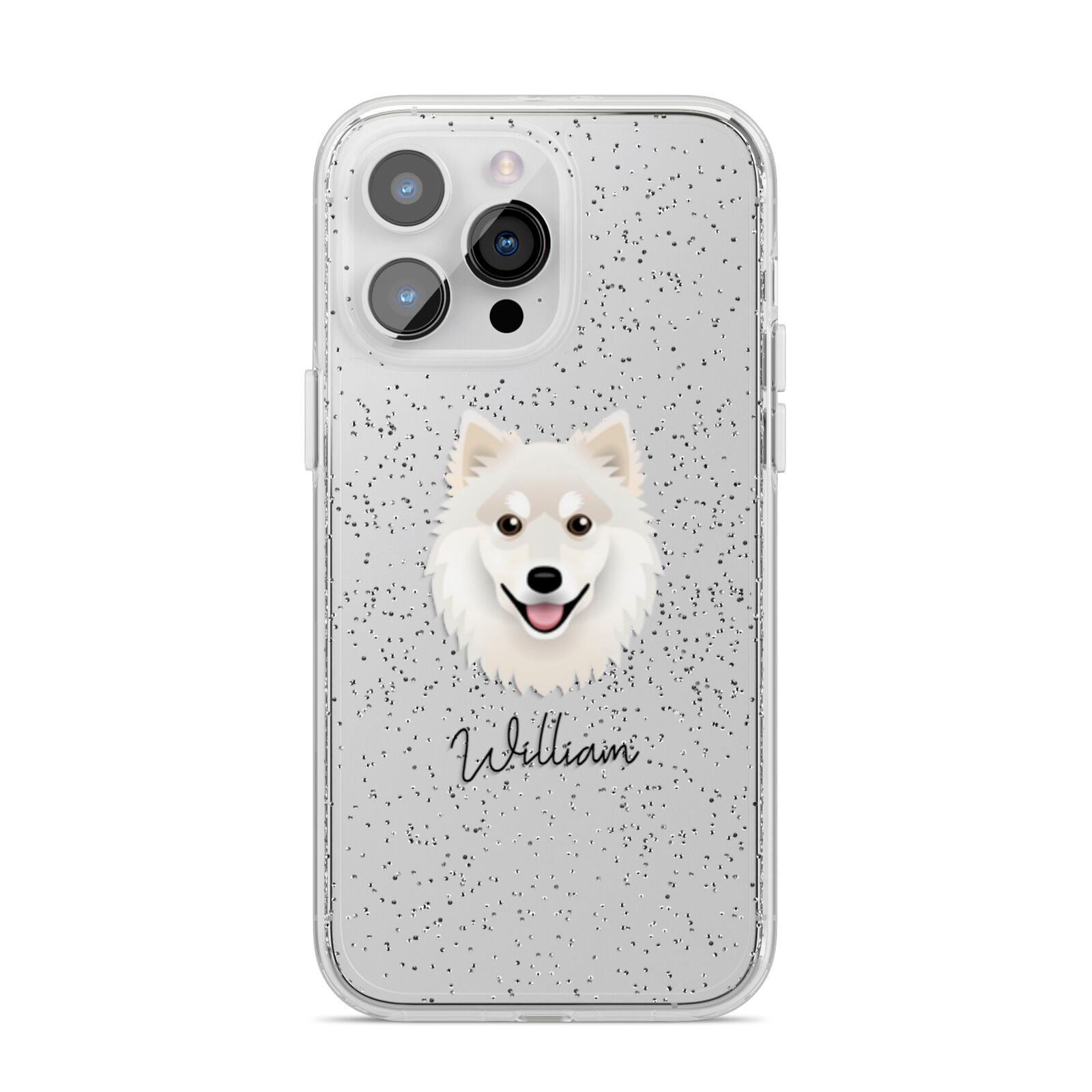 Finnish Lapphund Personalised iPhone 14 Pro Max Glitter Tough Case Silver