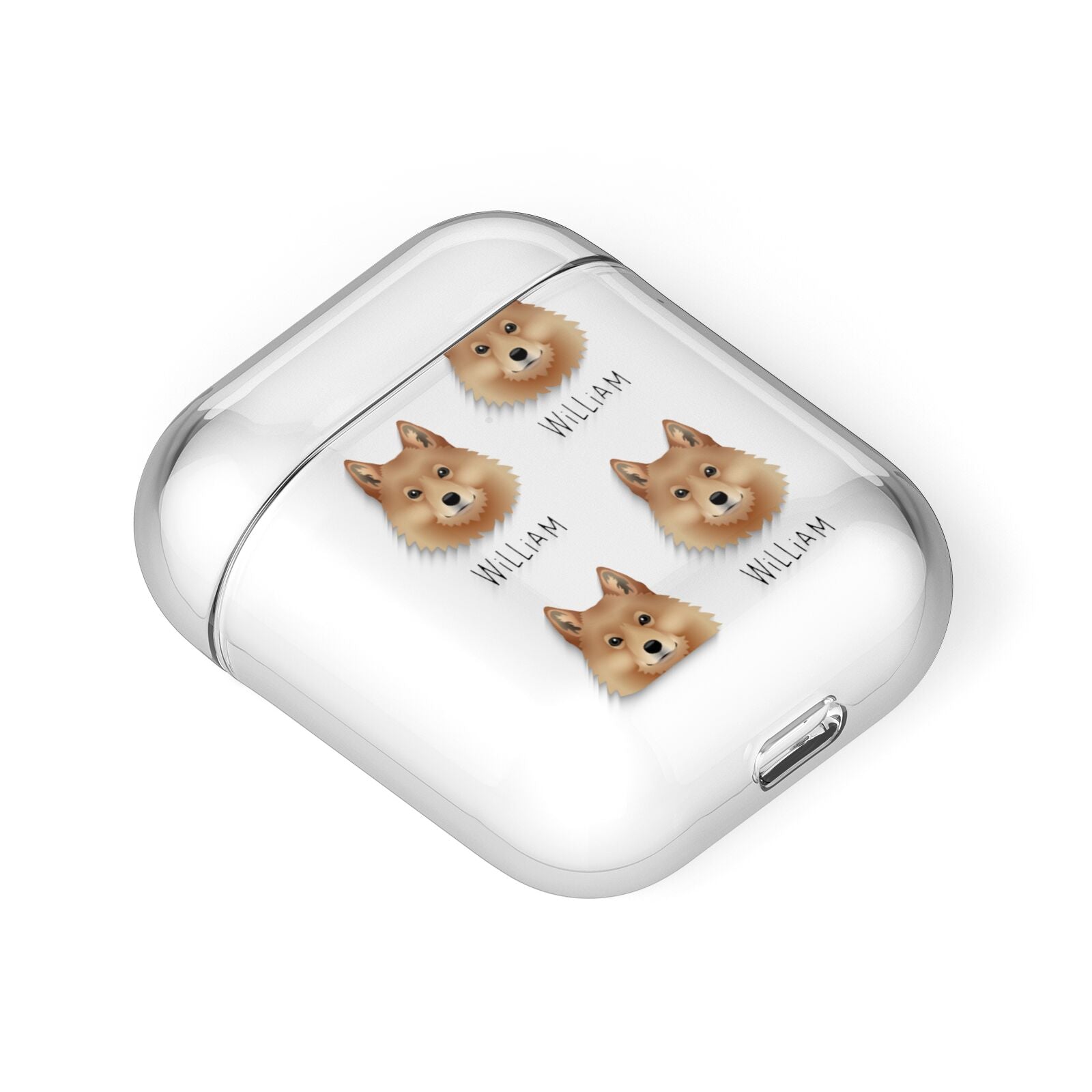 Finnish Spitz Icon with Name AirPods Case Laid Flat