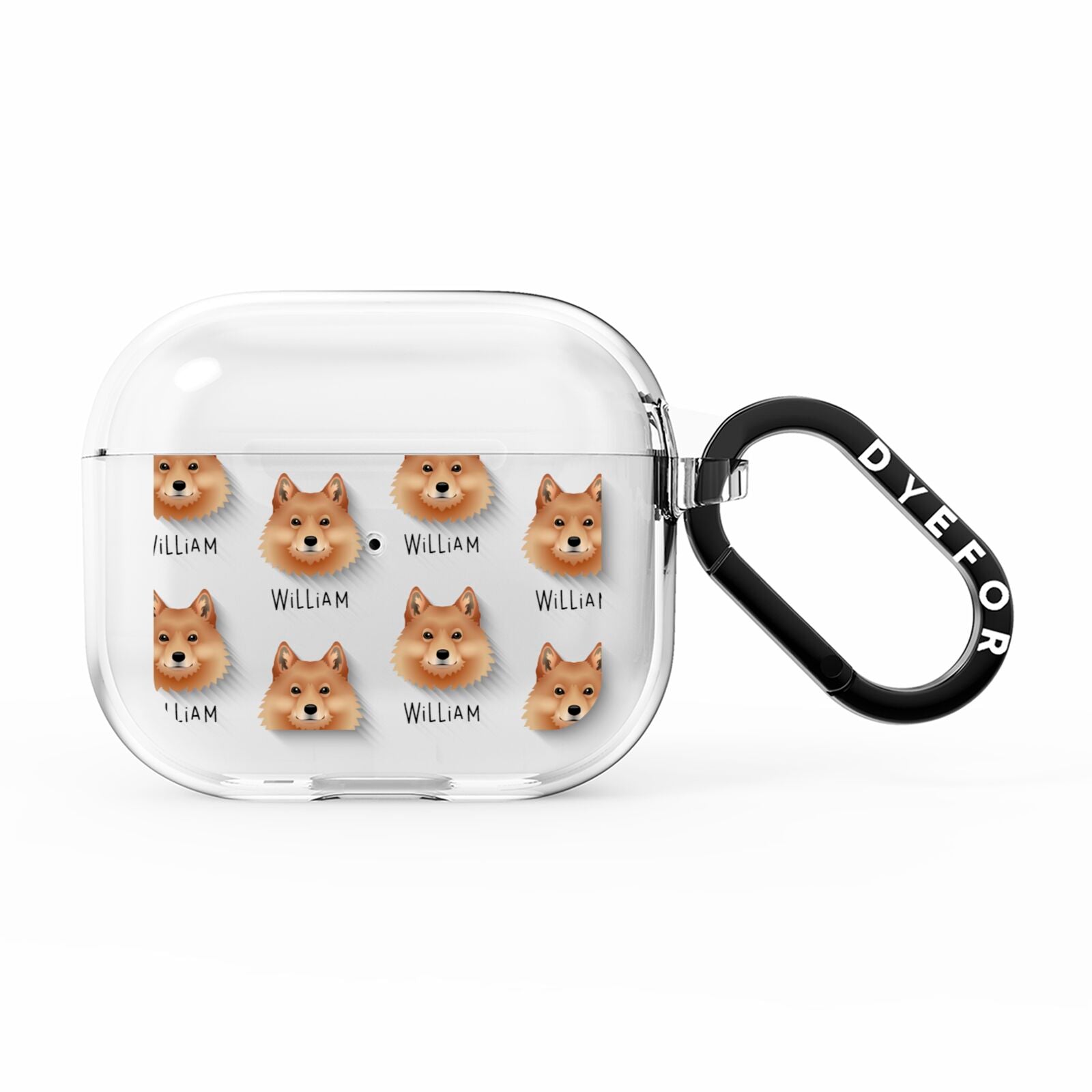 Finnish Spitz Icon with Name AirPods Clear Case 3rd Gen