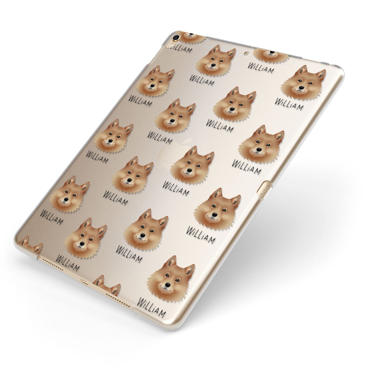 Finnish Spitz Icon with Name Apple iPad Case on Gold iPad Side View