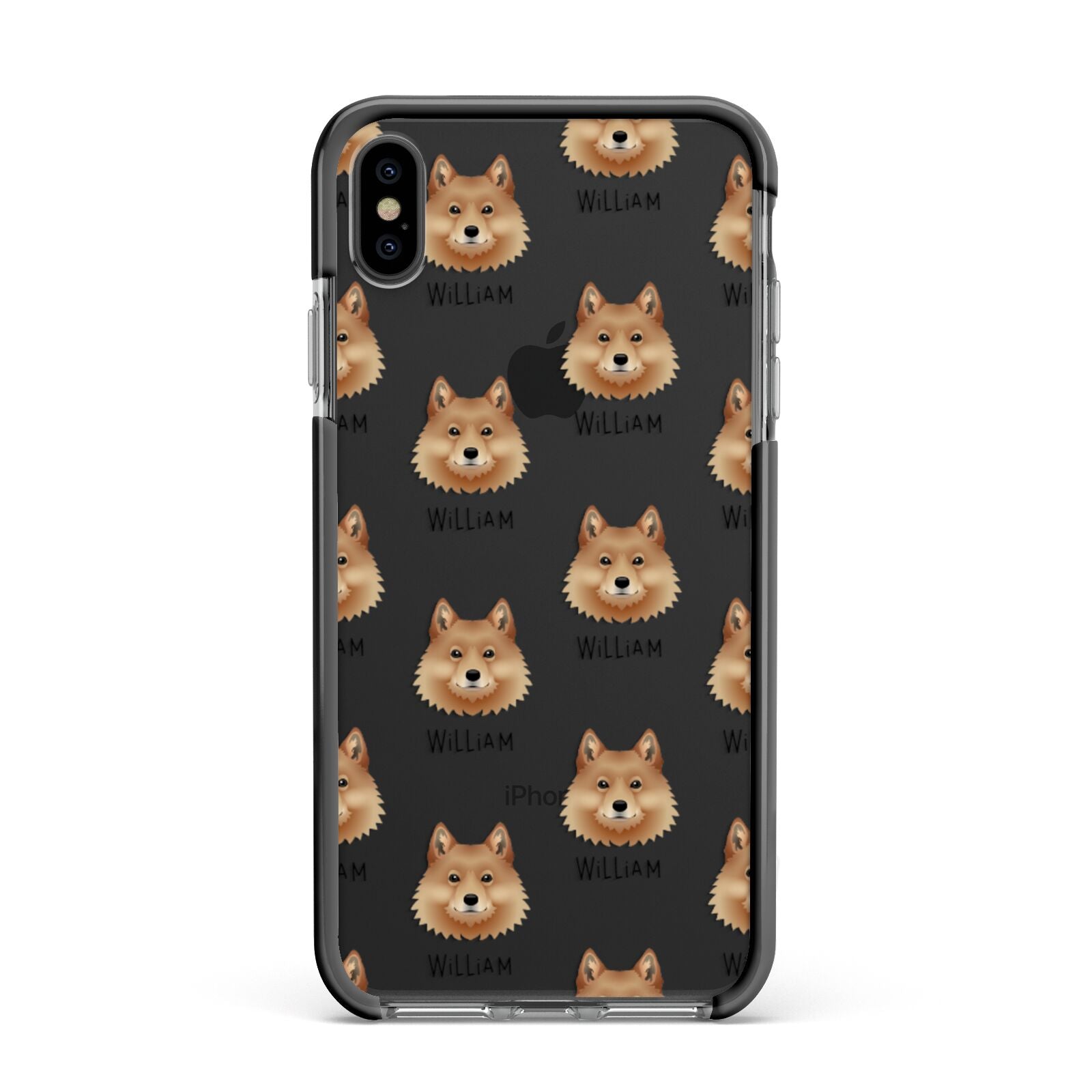 Finnish Spitz Icon with Name Apple iPhone Xs Max Impact Case Black Edge on Black Phone