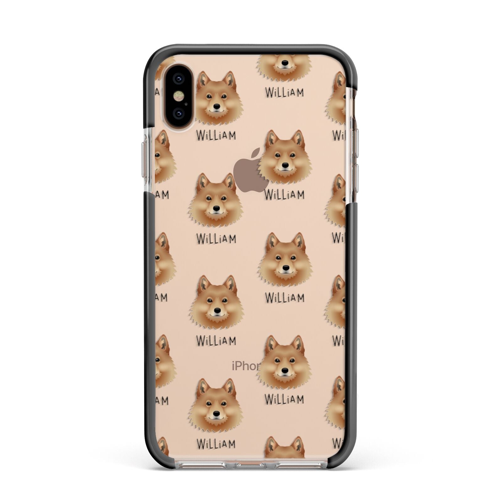 Finnish Spitz Icon with Name Apple iPhone Xs Max Impact Case Black Edge on Gold Phone