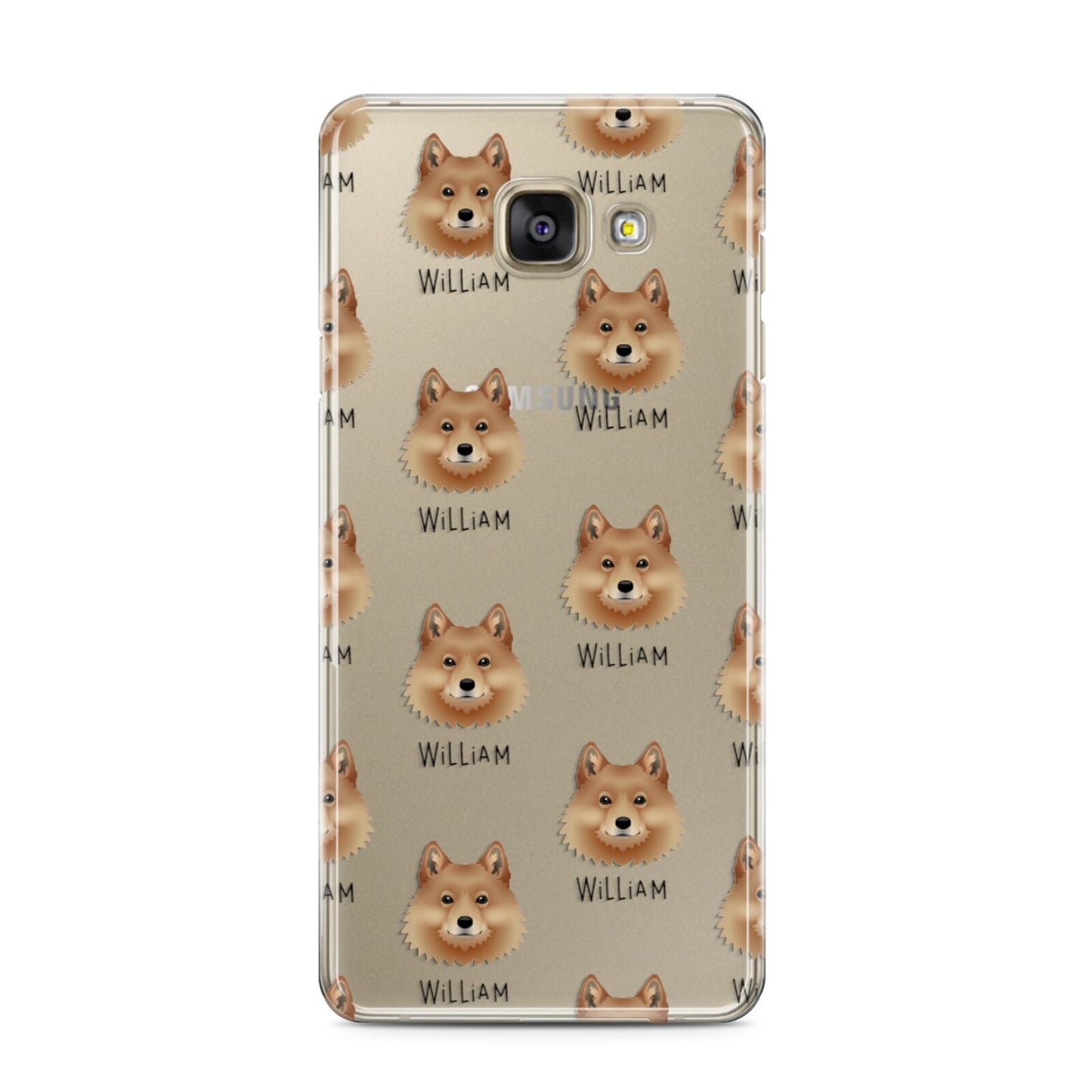 Finnish Spitz Icon with Name Samsung Galaxy A3 2016 Case on gold phone