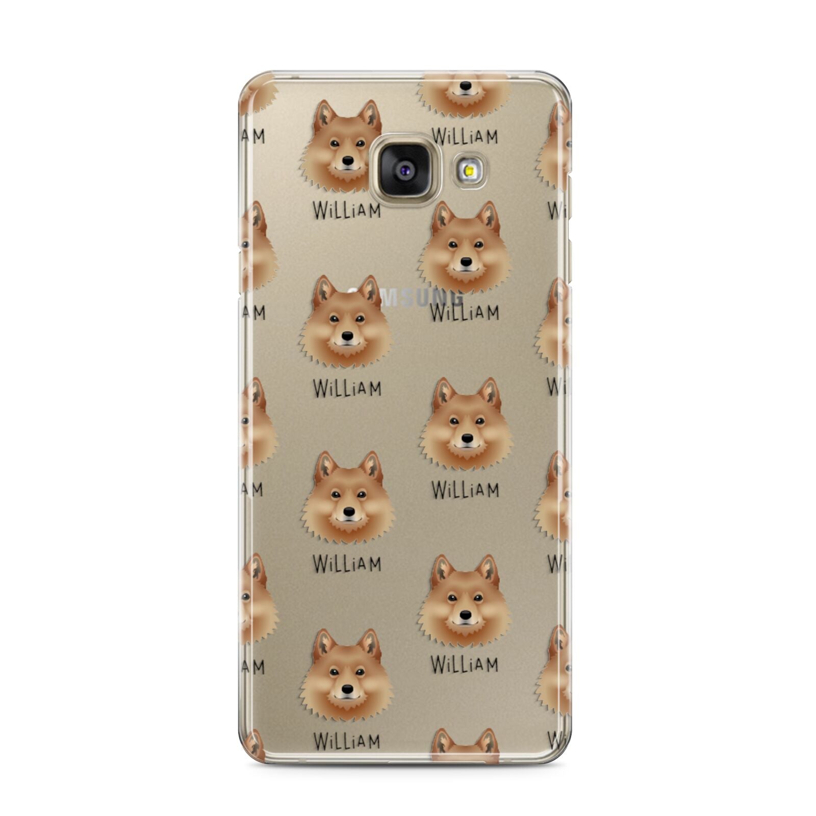 Finnish Spitz Icon with Name Samsung Galaxy A3 2016 Case on gold phone