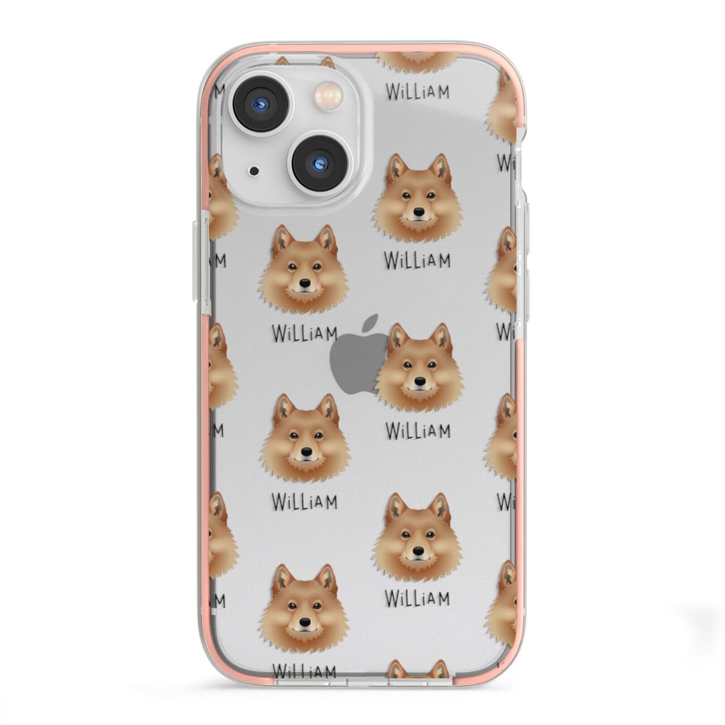Finnish Spitz Icon with Name iPhone 13 Mini TPU Impact Case with Pink Edges