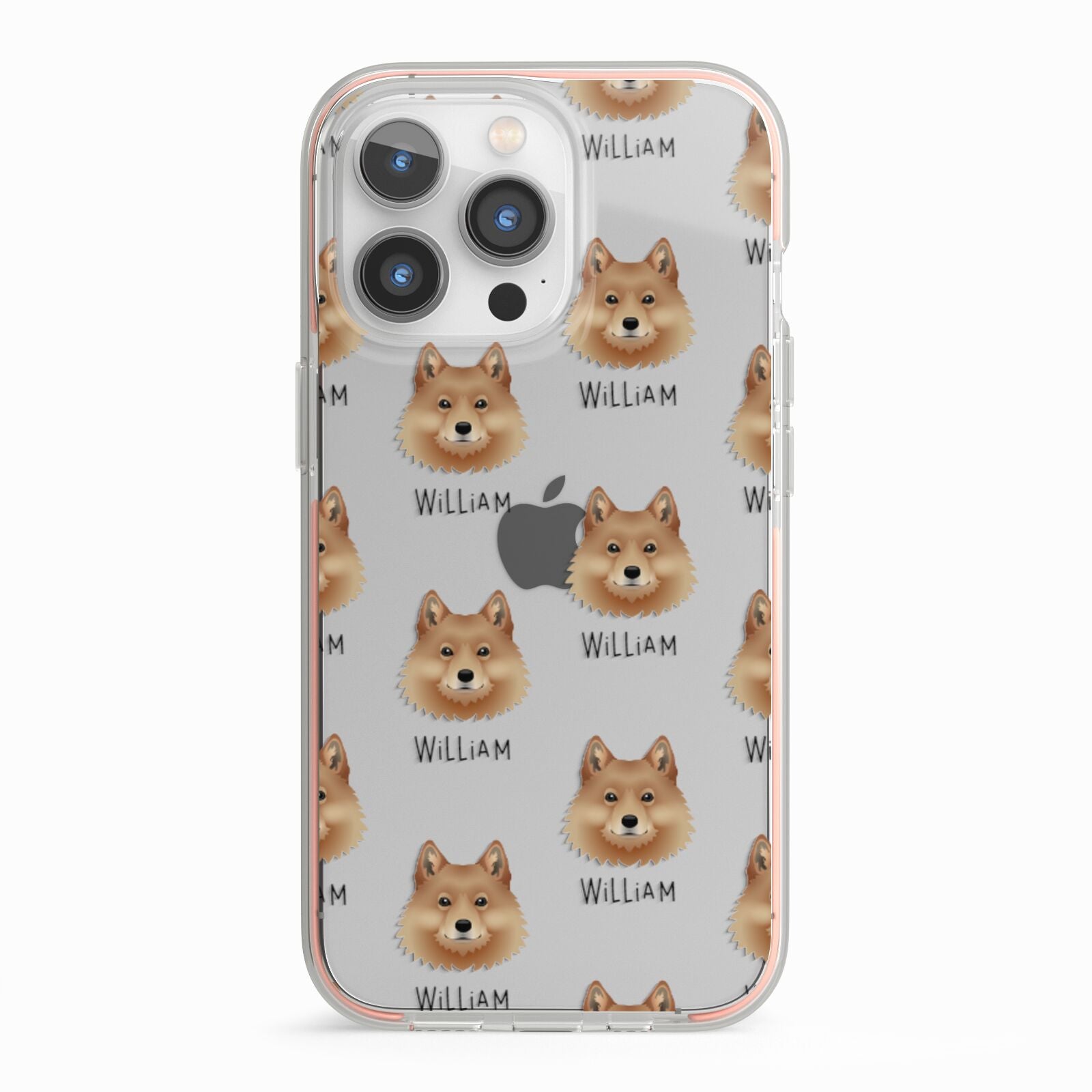 Finnish Spitz Icon with Name iPhone 13 Pro TPU Impact Case with Pink Edges