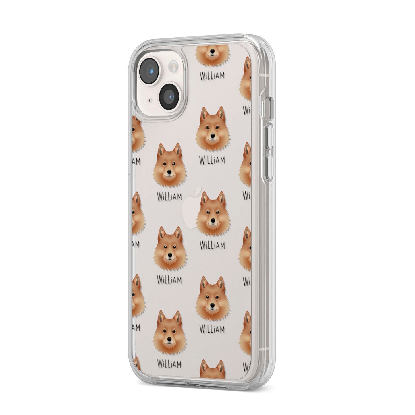 Finnish Spitz Icon with Name iPhone 14 Plus Clear Tough Case Starlight Angled Image
