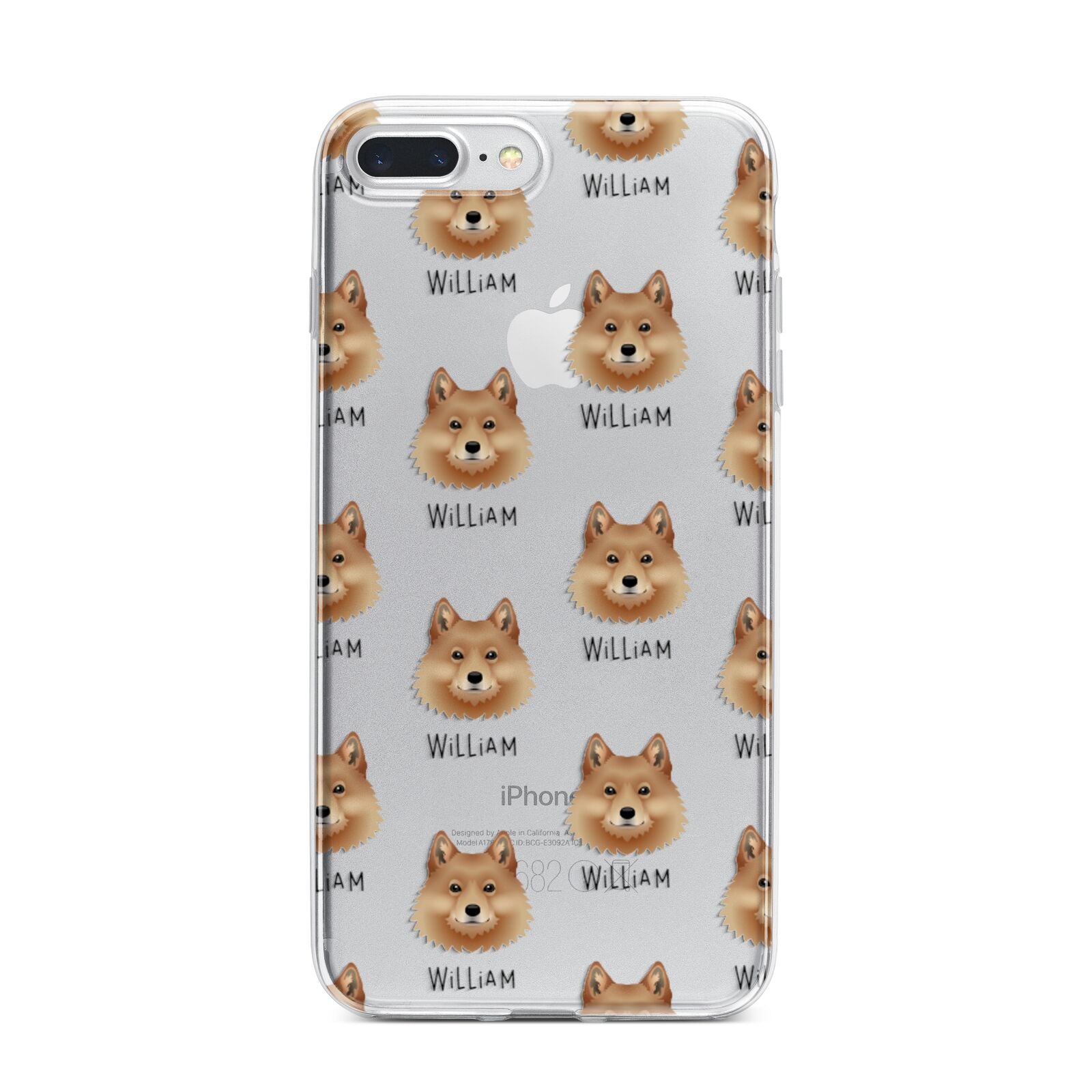 Finnish Spitz Icon with Name iPhone 7 Plus Bumper Case on Silver iPhone