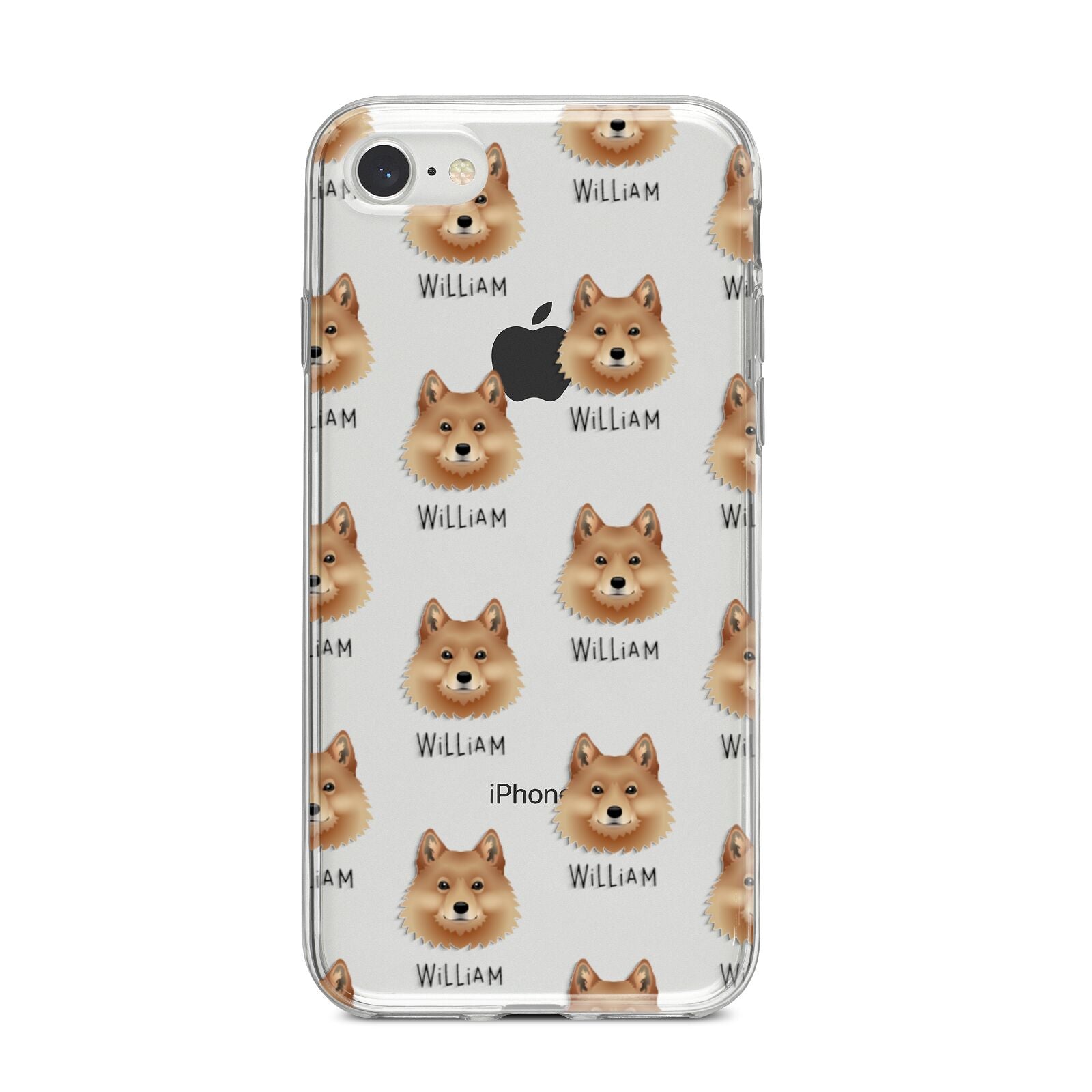 Finnish Spitz Icon with Name iPhone 8 Bumper Case on Silver iPhone