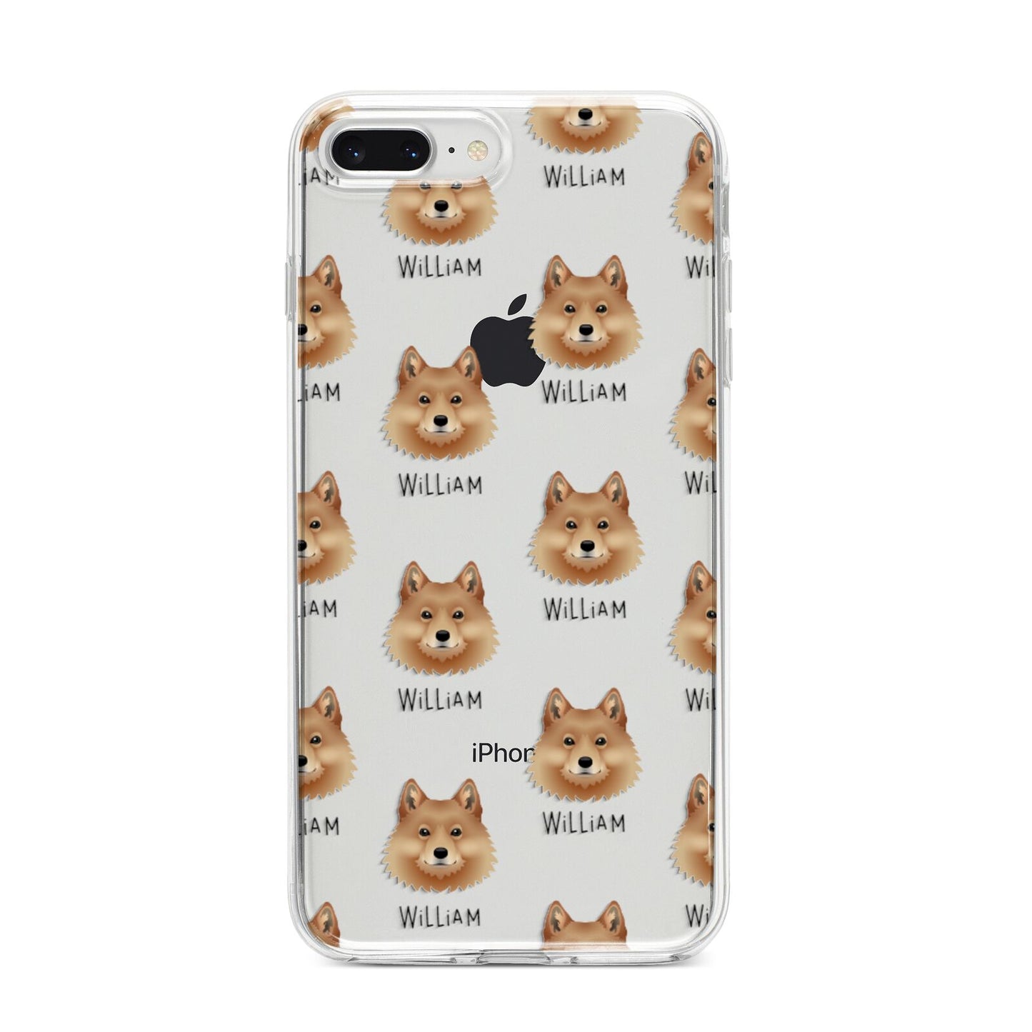 Finnish Spitz Icon with Name iPhone 8 Plus Bumper Case on Silver iPhone