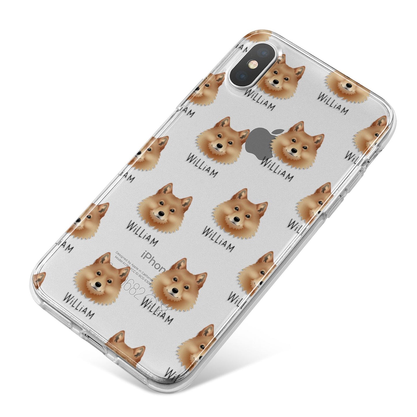 Finnish Spitz Icon with Name iPhone X Bumper Case on Silver iPhone