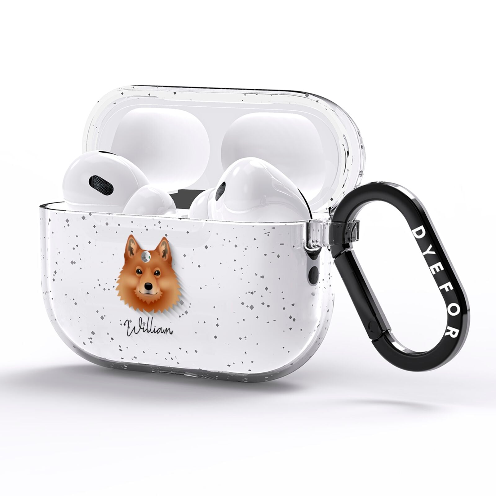 Finnish Spitz Personalised AirPods Pro Glitter Case Side Image